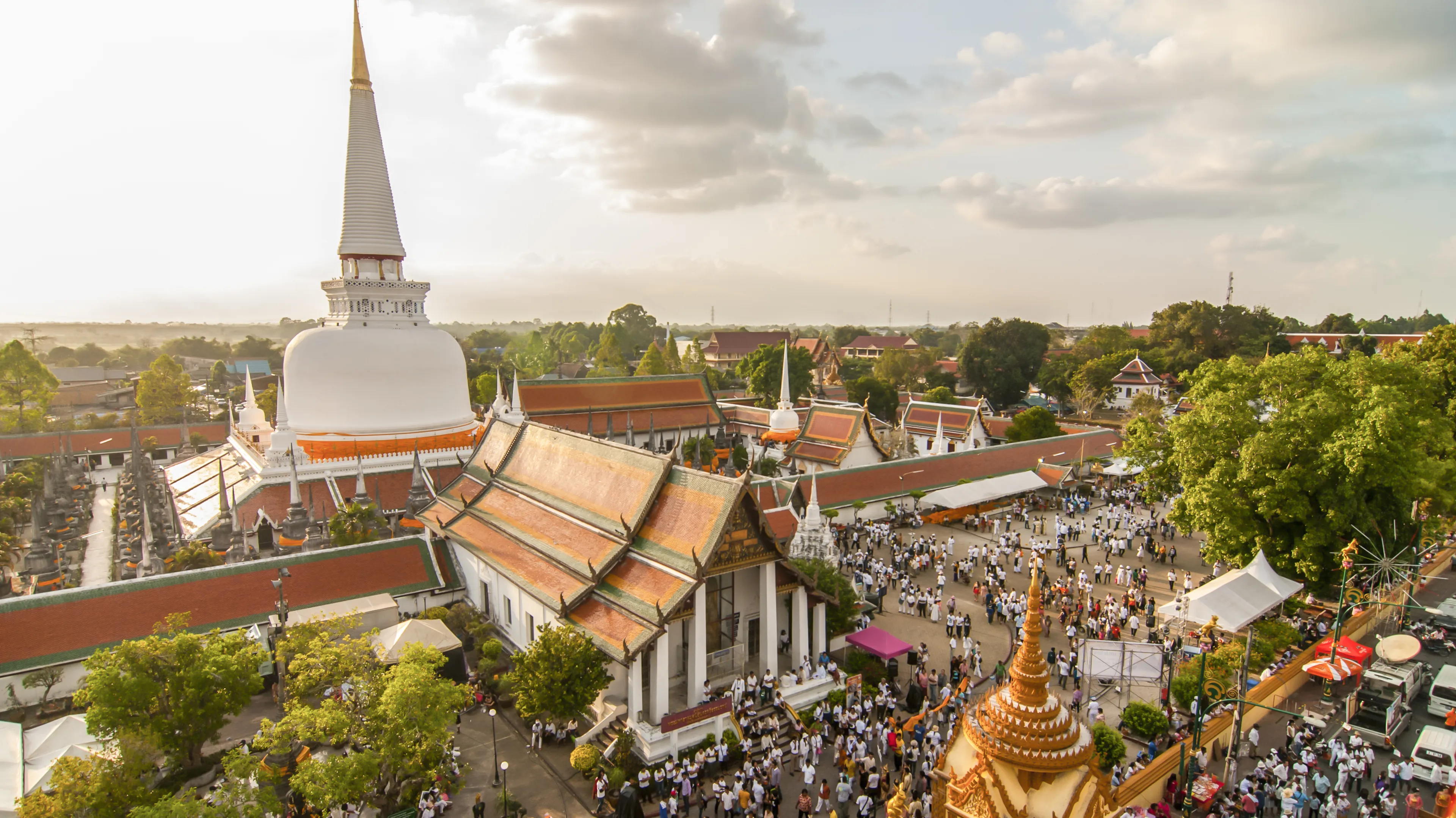 Hae Pha Khuen That Festival is celebrated at Phra Borom That Chedi at Wat Phra Mahathat Woramahawihan in NAKHON SI THAMMARAT, THAILAND