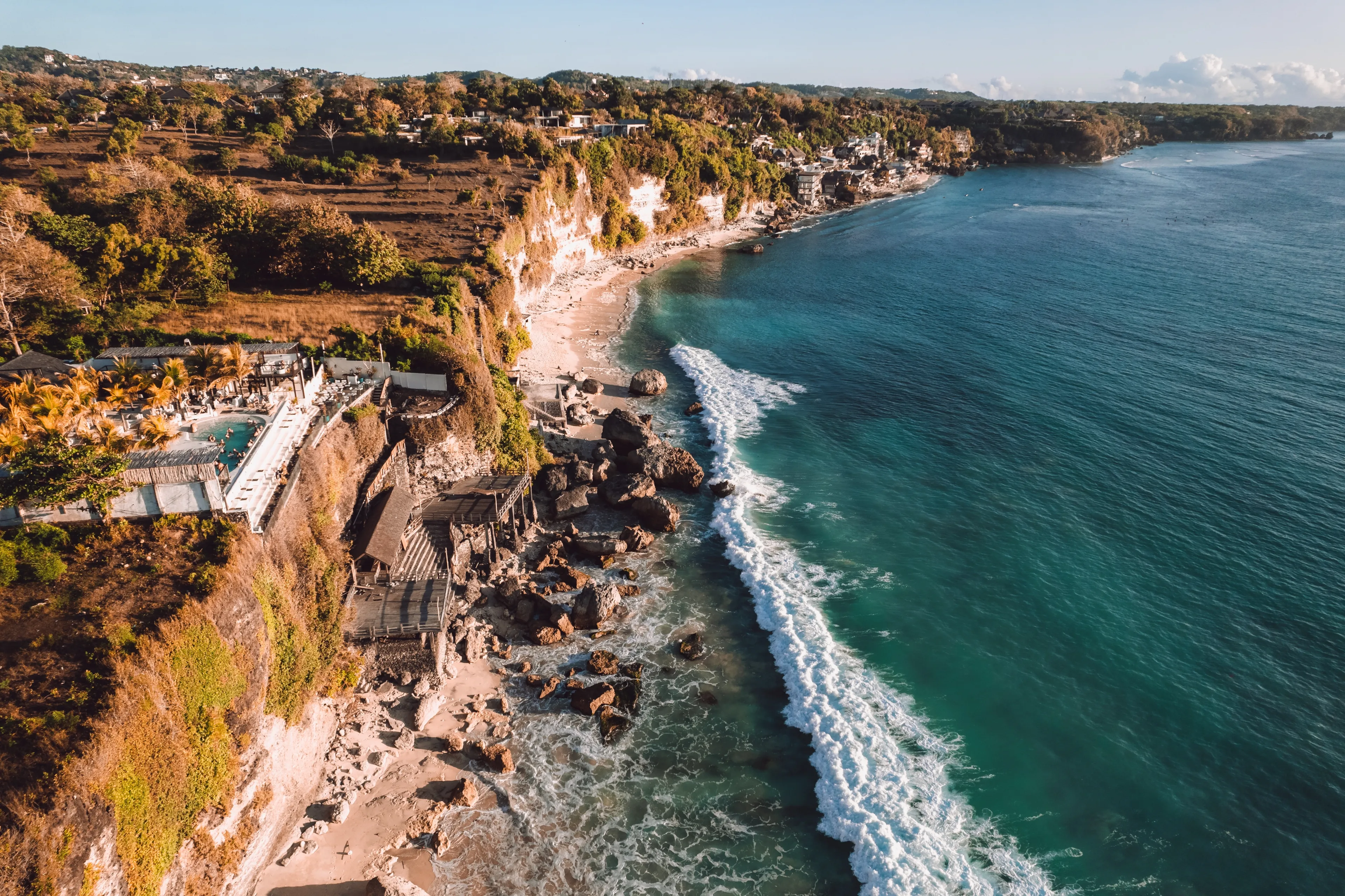 Aerial Photo of Dreamland Beach at Sunset, Bali, Pecatu, Uluwatu, Indonesia