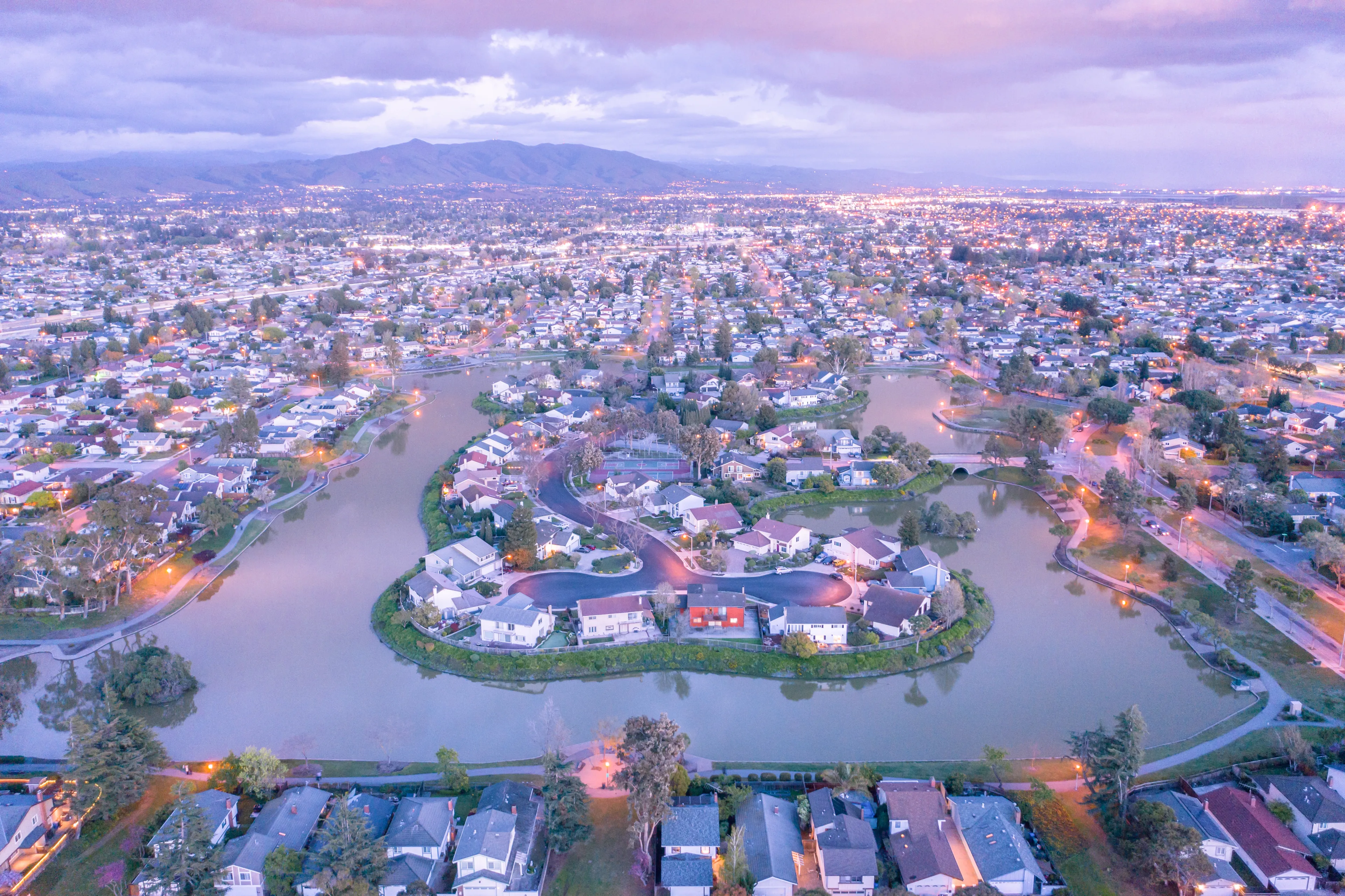 Newark, California from Above in the Evening