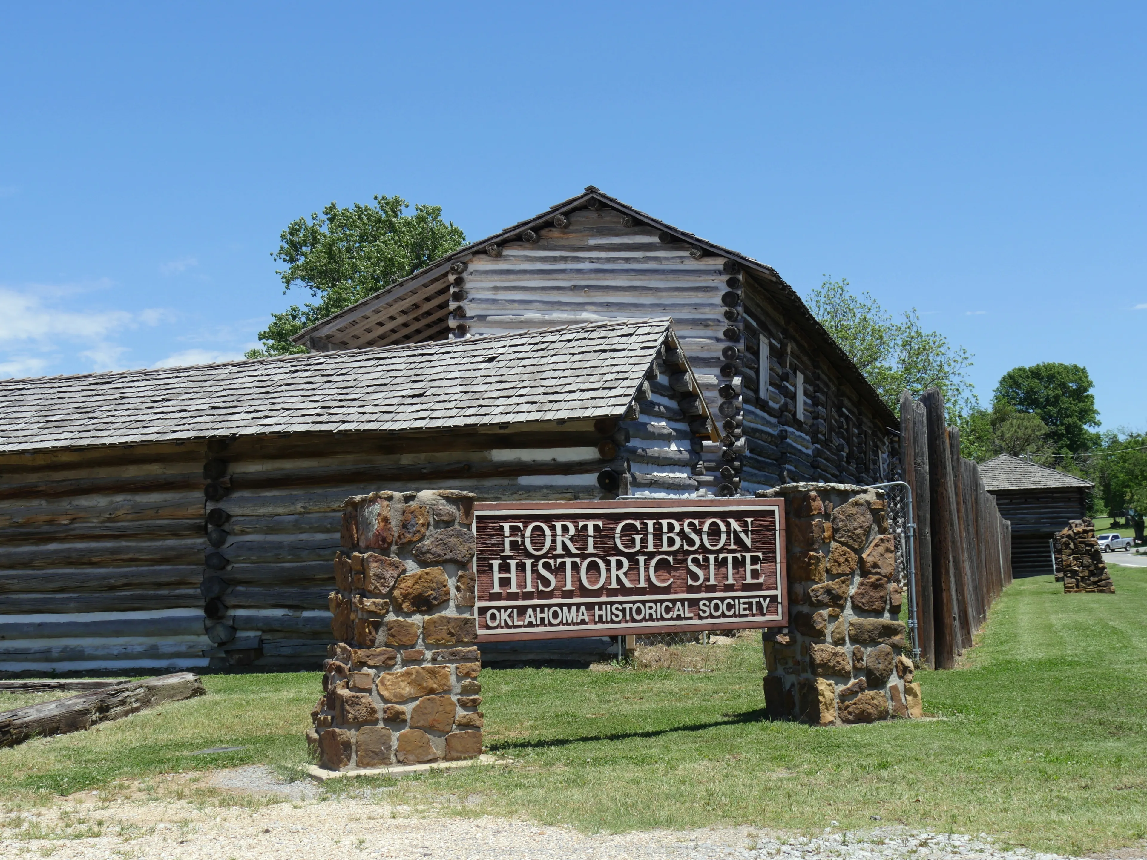 MUSKOGEE, OKLAHOMA—APRIL 2017: Fort Gibson is a historic military site in Muskogee County was the first army post in Indian territory from 1824-1888 and now run by the Oklahoma Historical Society.