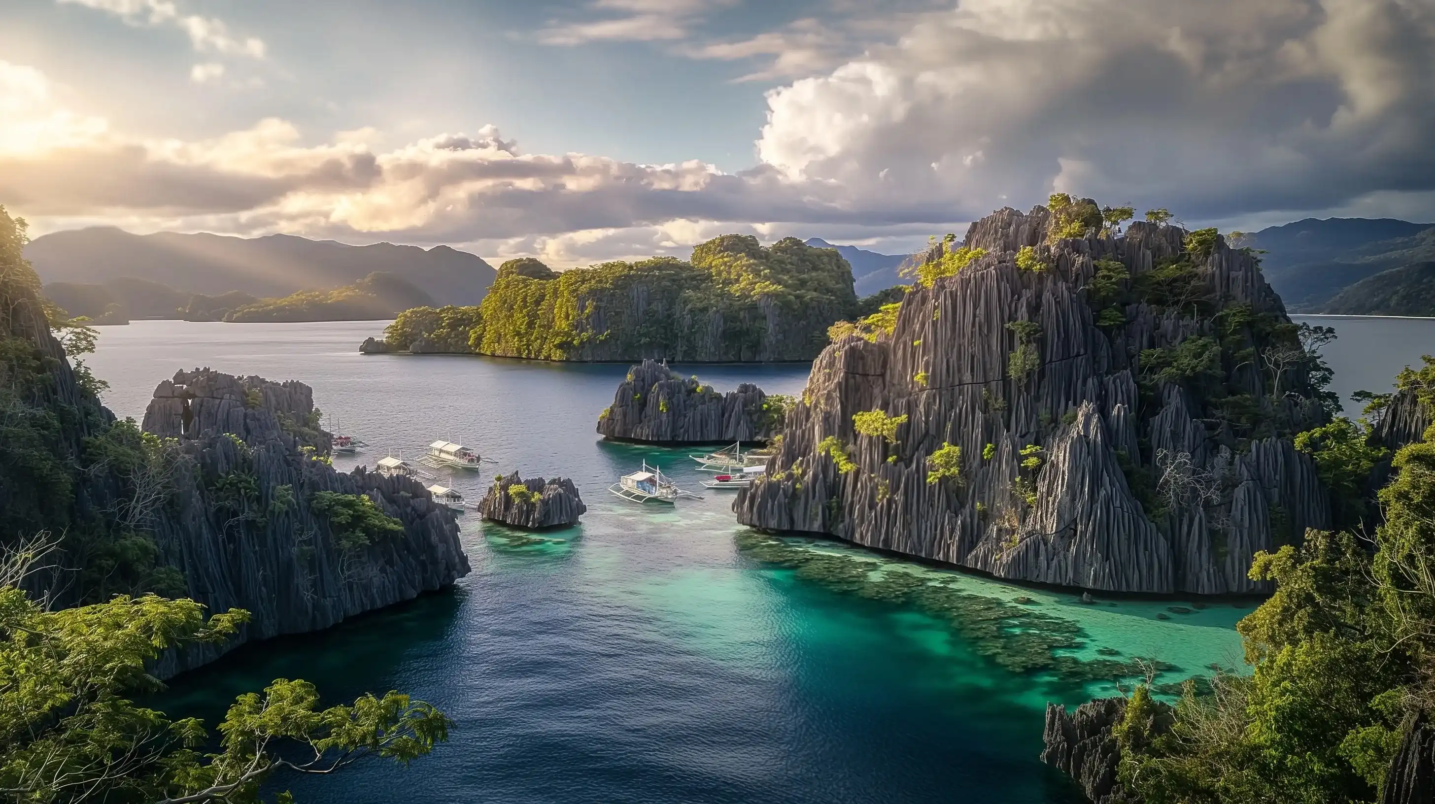 Coron El Nido Palawan Philippines Tropical Paradise Clear Blue Waters and Limestone Cliffs south east asia landscape