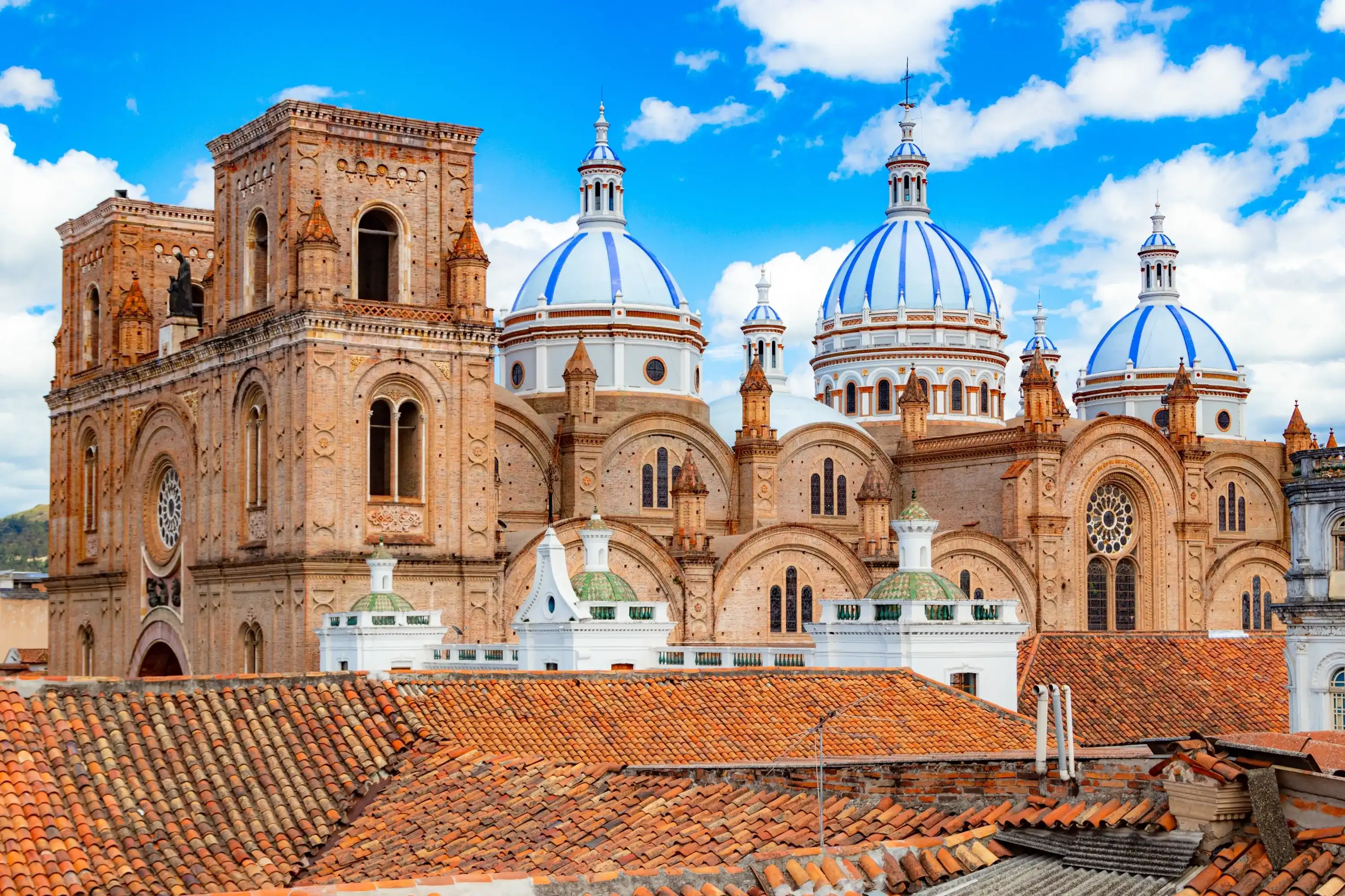 Cathedral of the Immaculate Conception of Cuenca, also called Cuenca Cathedral, or New Cathedral, located in the city of Cuenca - Ecuador. Gothic Renaissance style inspired by St. Peter's Basilica Cathedral of the Immaculate Conception of Cuenca, also called Cuenca Cathedral, or New Cathedral, located in the city of Cuenca - Ecuador. Gothic Renaissance style inspired by St. Peter's Basilica