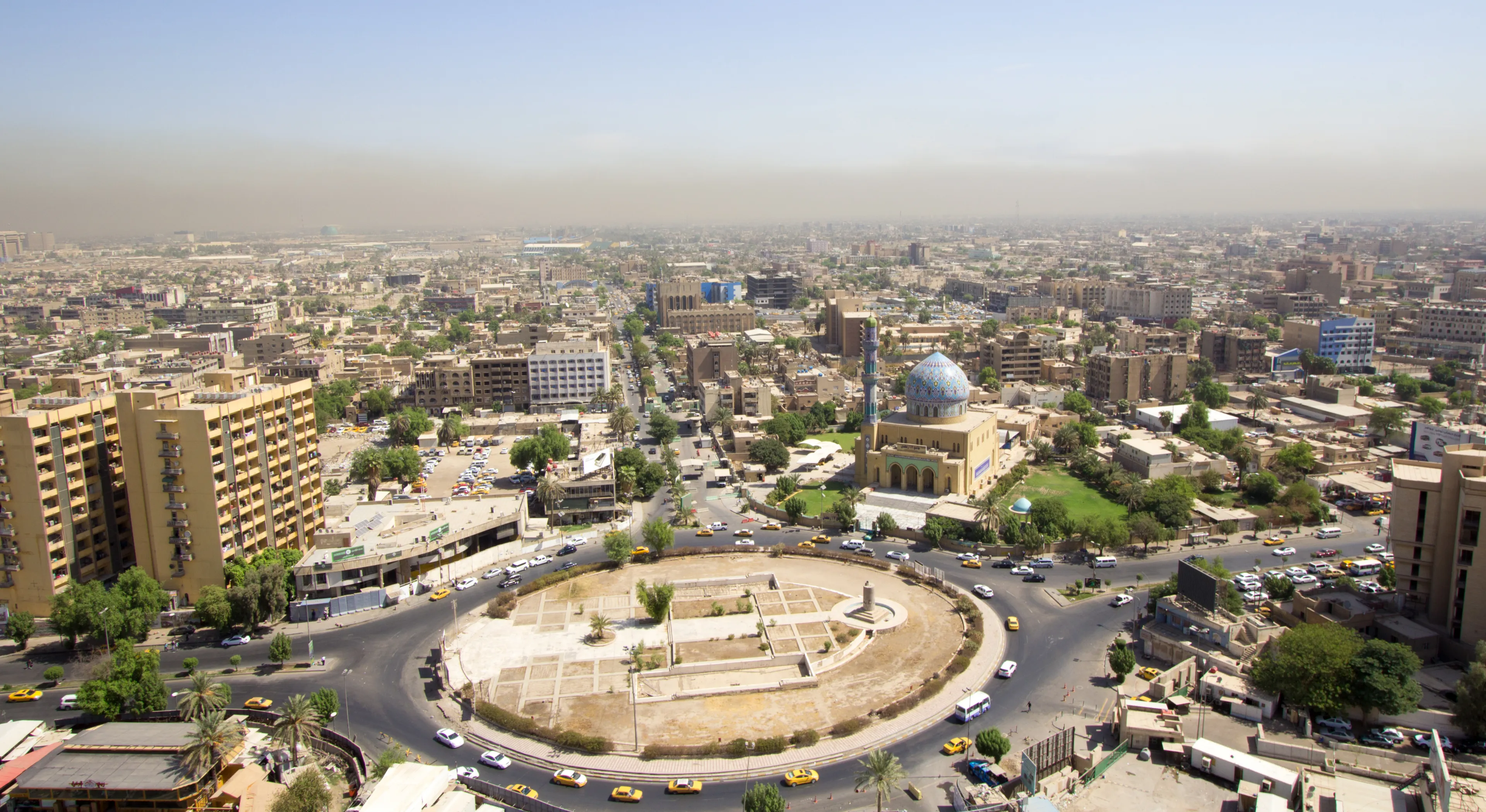 Baghdad, Iraq â?? September 21, 2015: Aerial photo of the city of Baghdad, Iraq