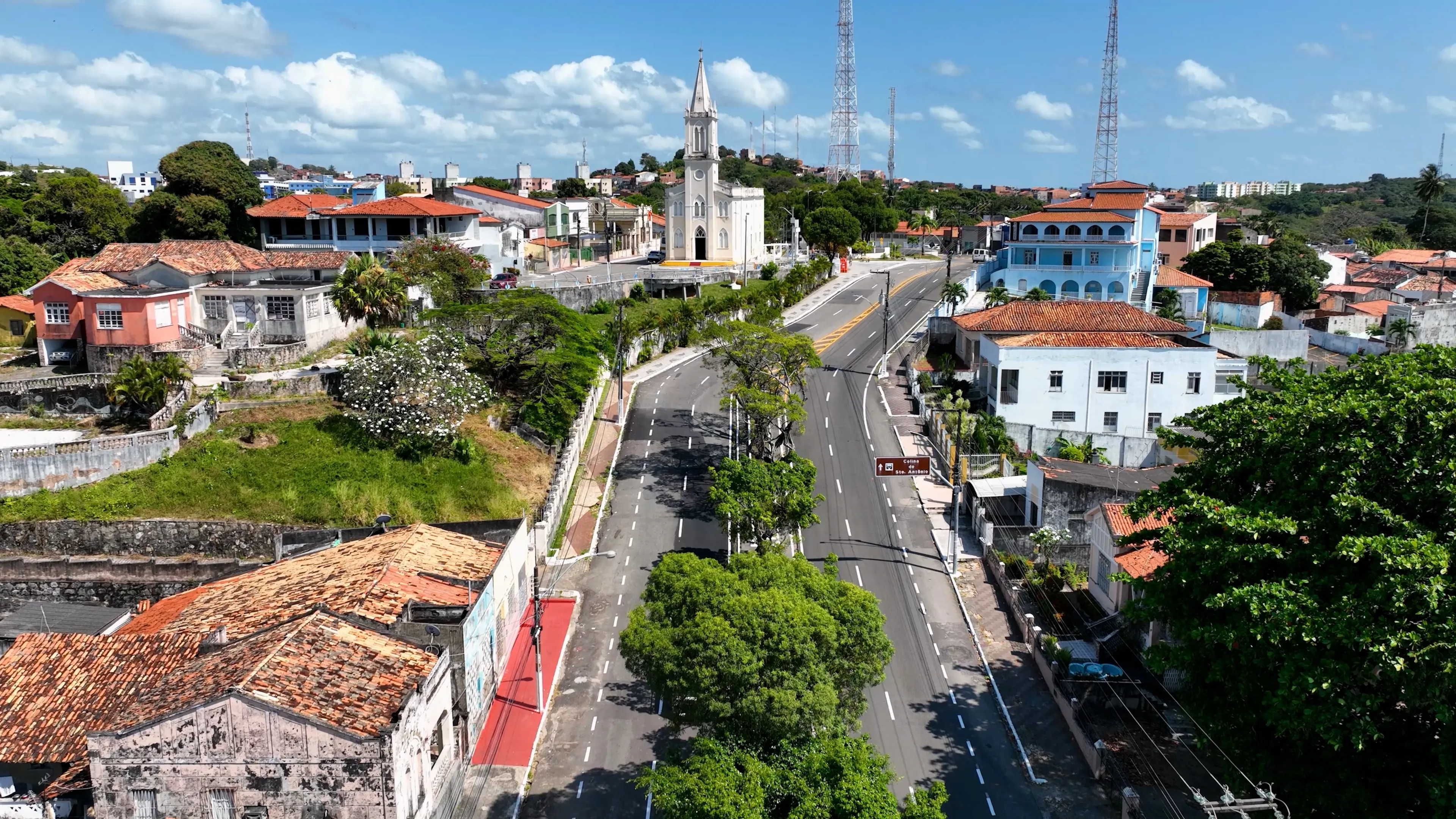 Aracaju Sergipe. Aracaju Brazil. Panoramic wide landscape of Santo Antonio Church at Aracaju capital city of Sergipe at Brazil. Travel destinations. Brazil Northeast. Aerial downtown cityscape.