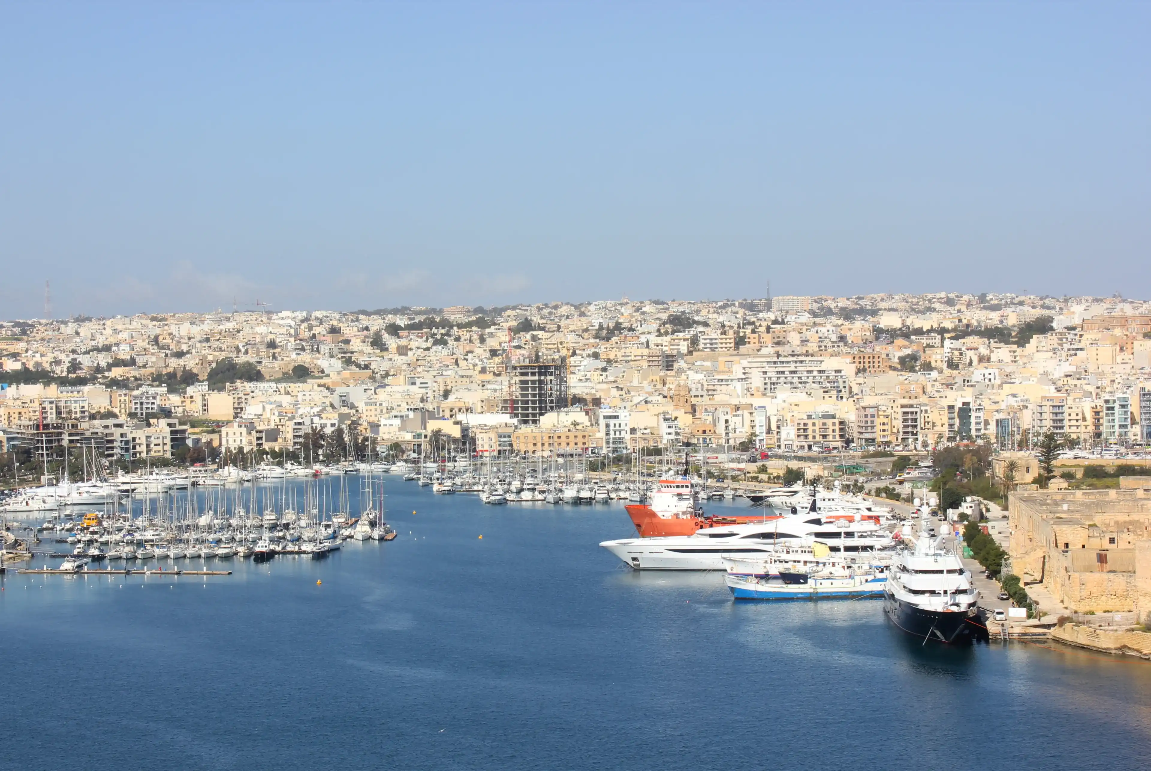 Yachts on pier of Ta`Xbiex, Malta