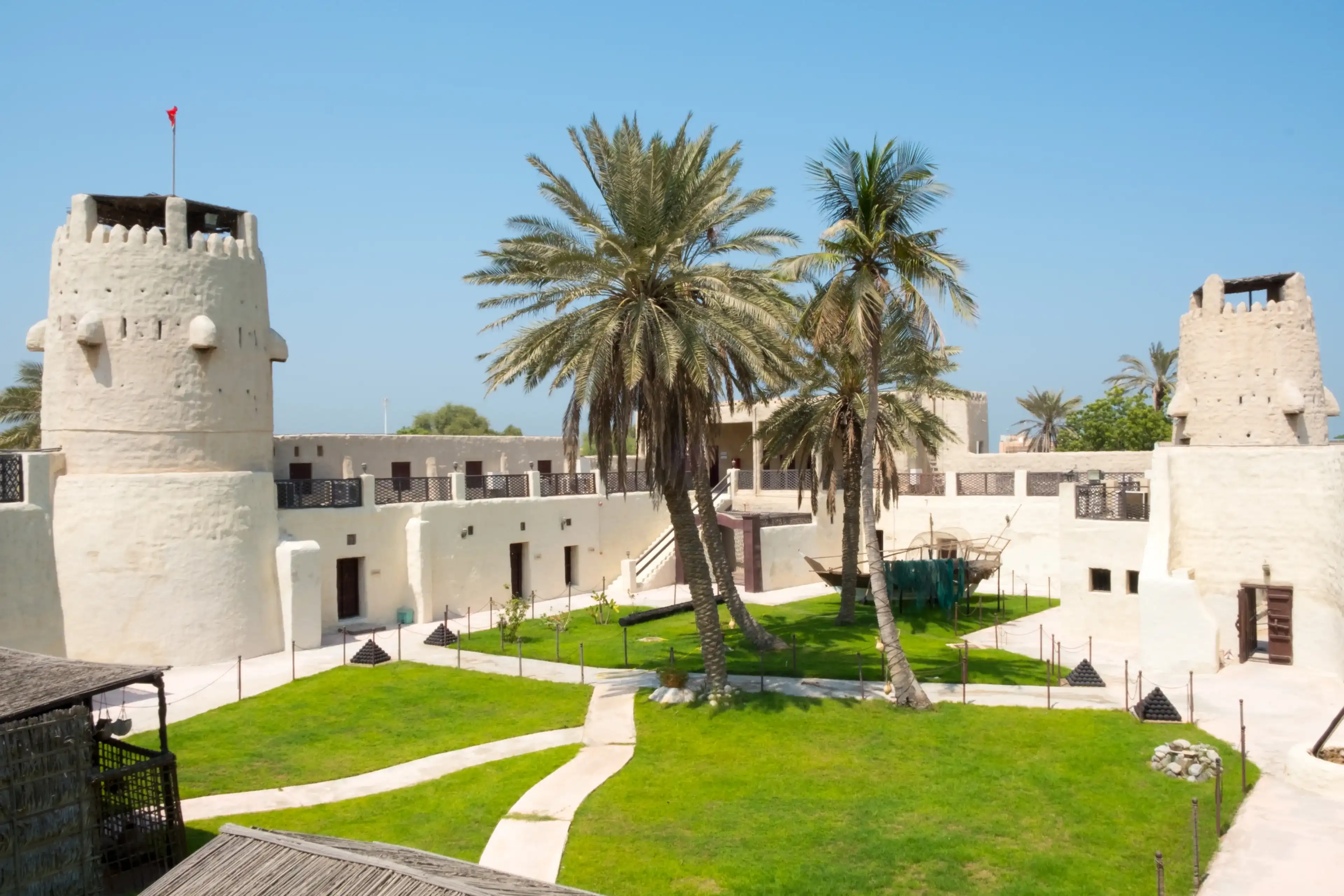 UMM AL QUWAIN, UAE - SEP 24, 2017: The museum fort in Umm Al Quwain, United Arab Emirates, Middle East.The 1768 built fort served as the local ruler's residence and seat of government until 1969.