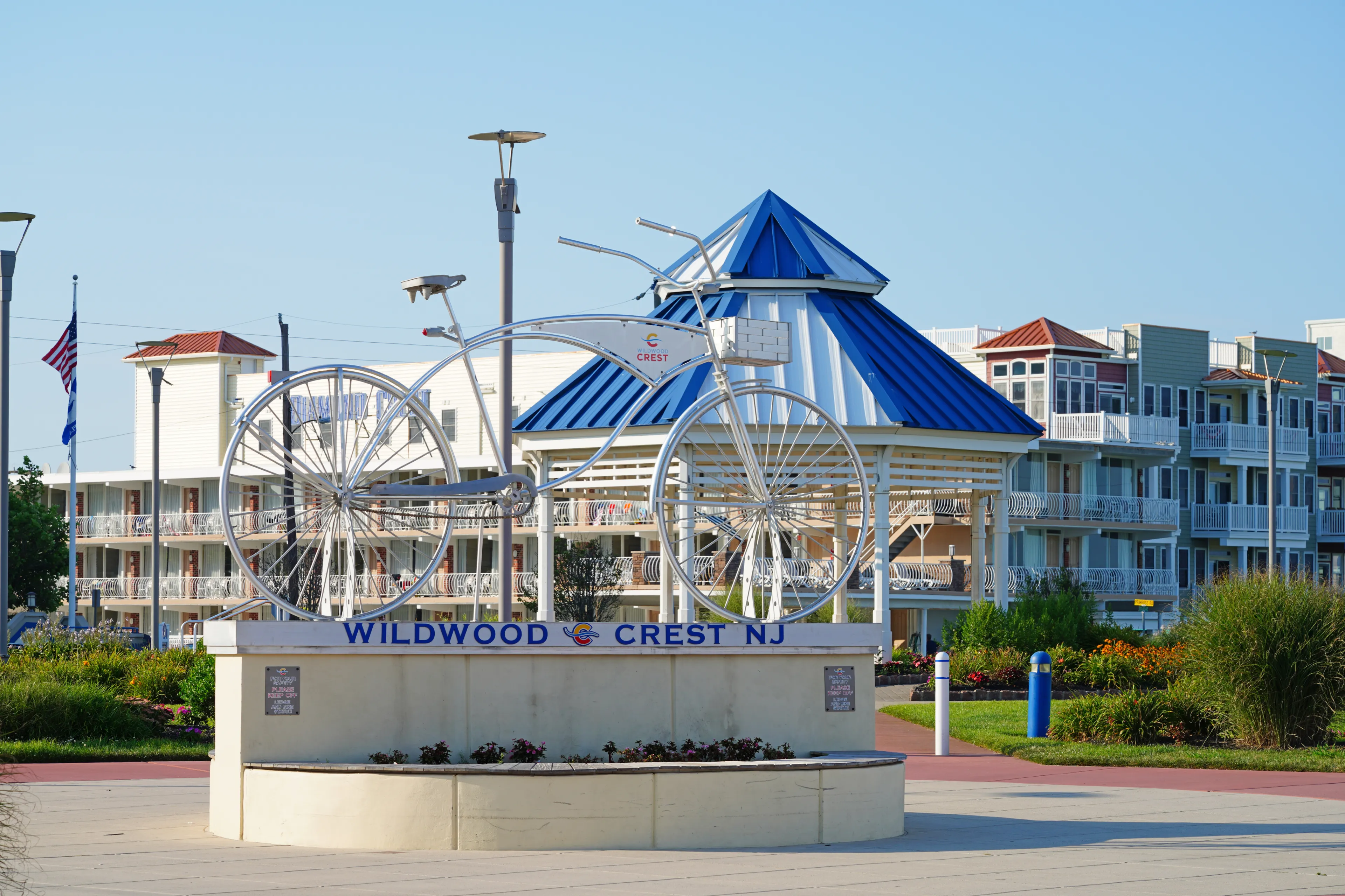 WILDWOOD CREST, NJ -21 JUL 2020- View of the beach in Wildwood Crest, on the Jersey Shore in Cape May County, New Jersey, United States.