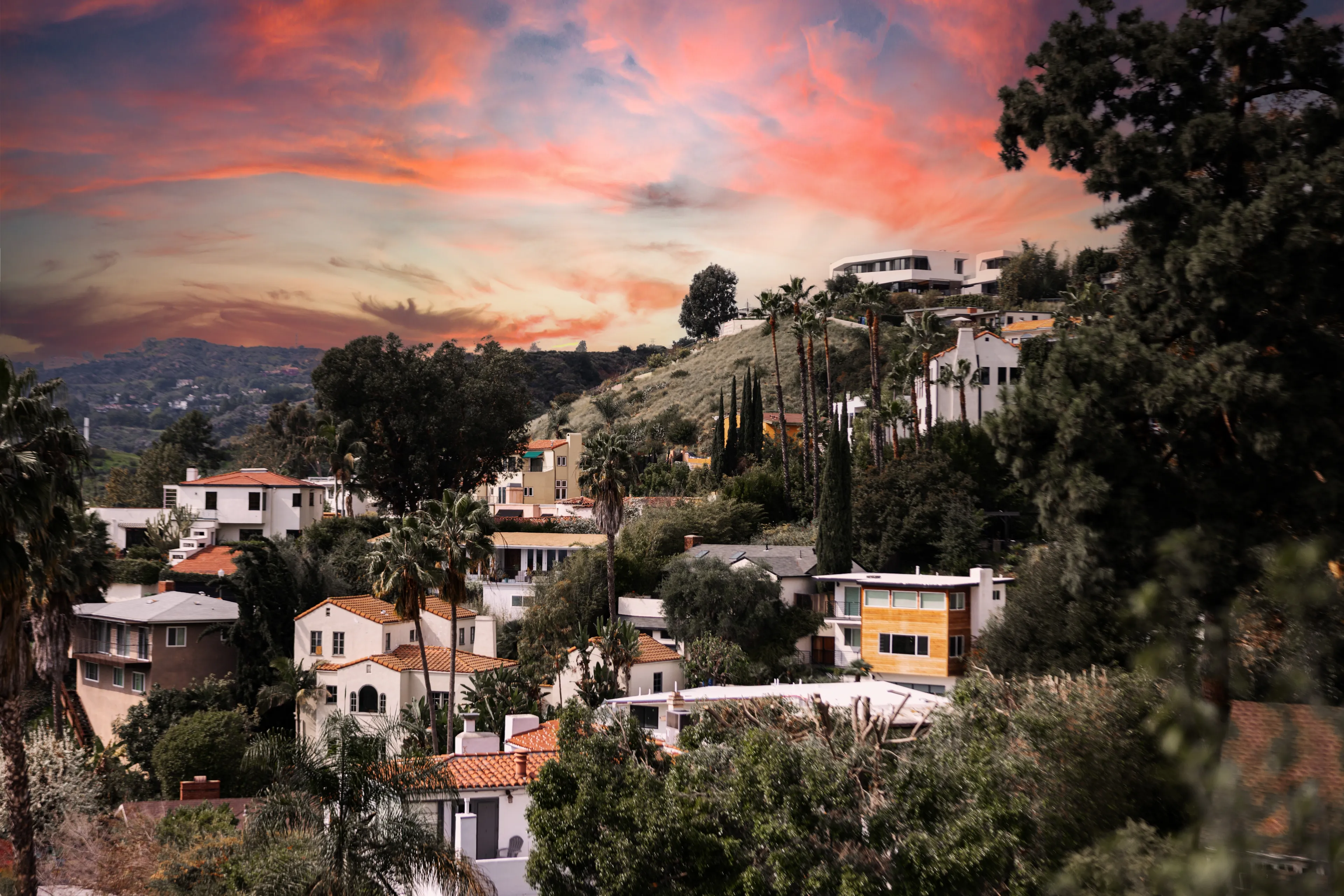 Los Angeles, LA Hollywood Sign with beautiful sky
