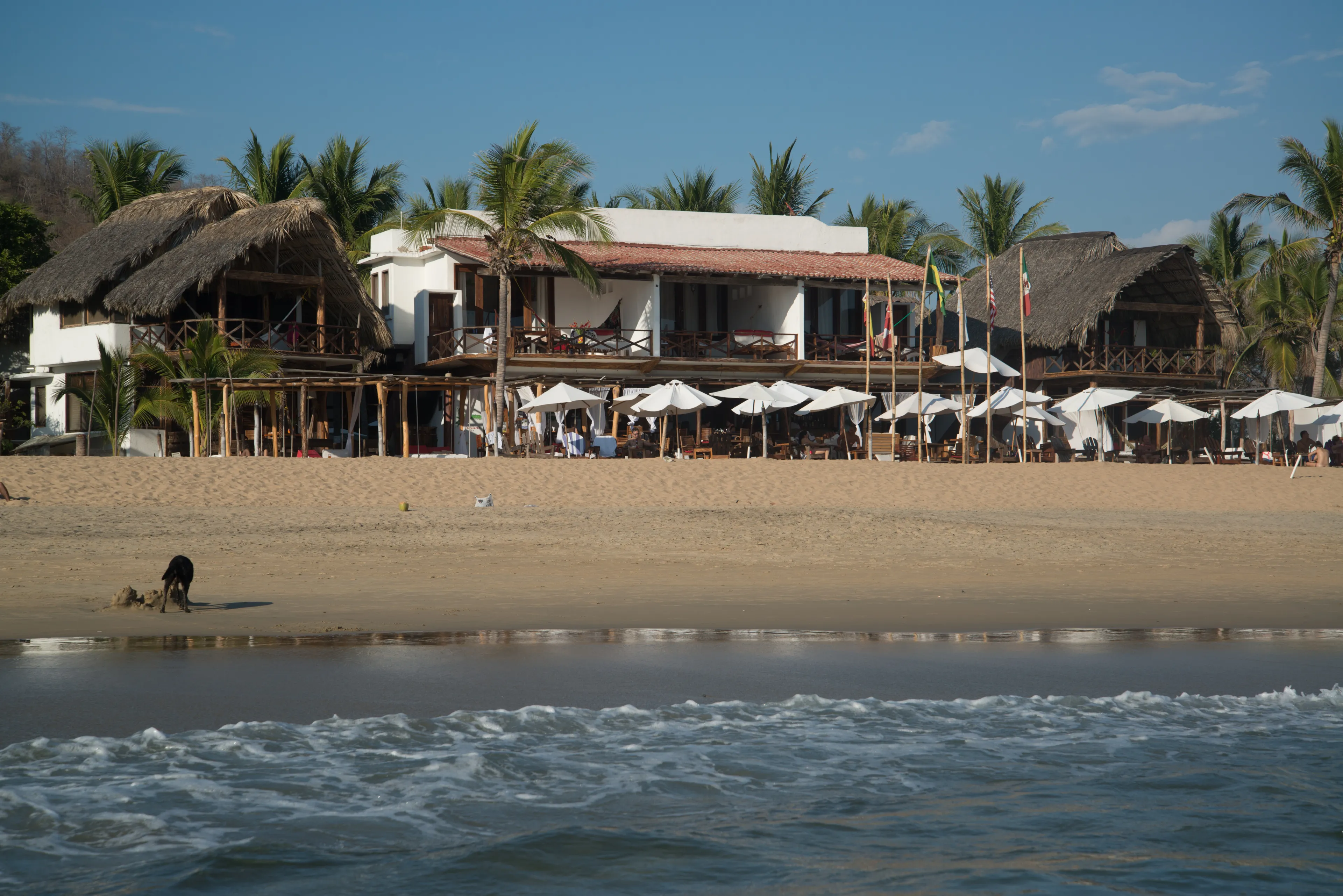 Puerto Escondido, Mexico, circa feb. 2017: Playa Zipolite, beach community in San Pedro Pochutla municipality on the southern coast of Oaxaca state in Mexico between Huatulco and Puerto Escondido. 