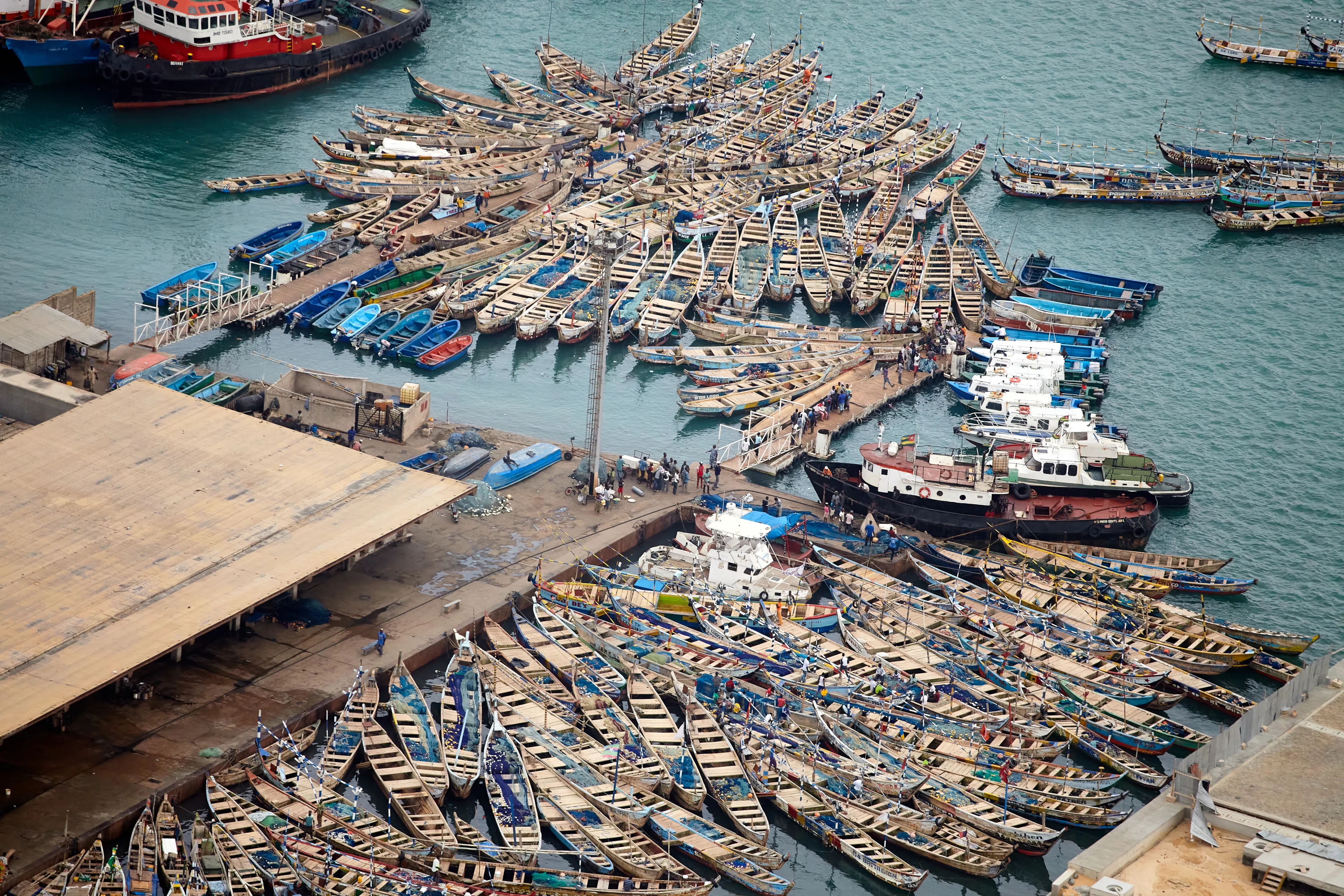 aerial view of the fishing port of Lomé.Togo 2014