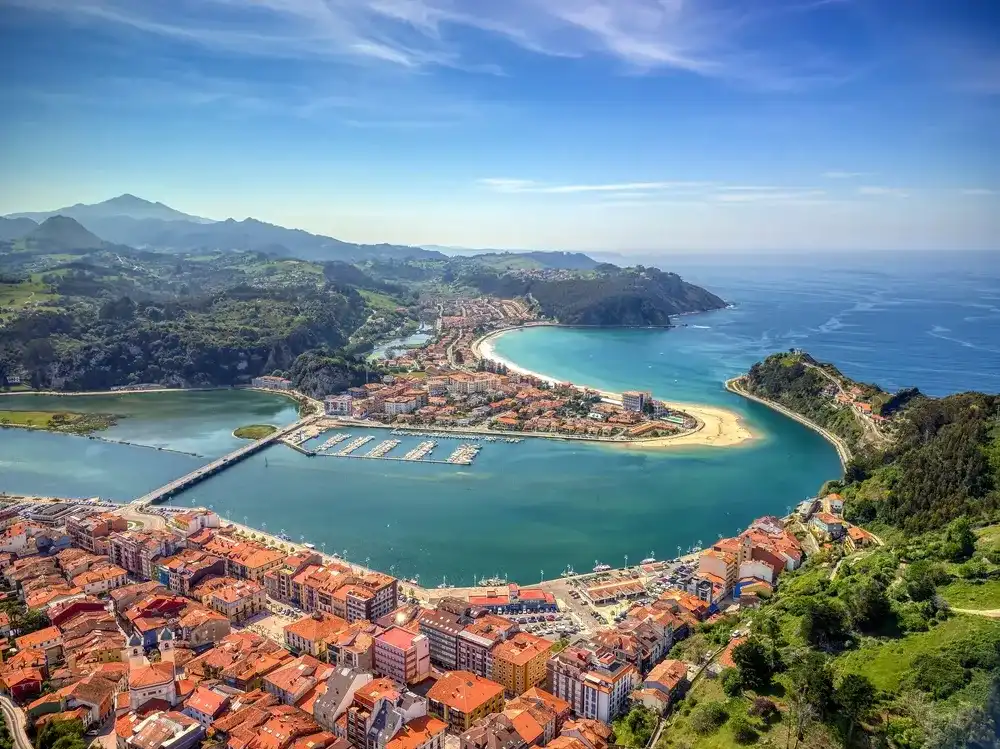 Aerial view of Ribadesella and its estuary in Asturias, Spain. Aerial view of Ribadesella and its estuary in Asturias, Spain.