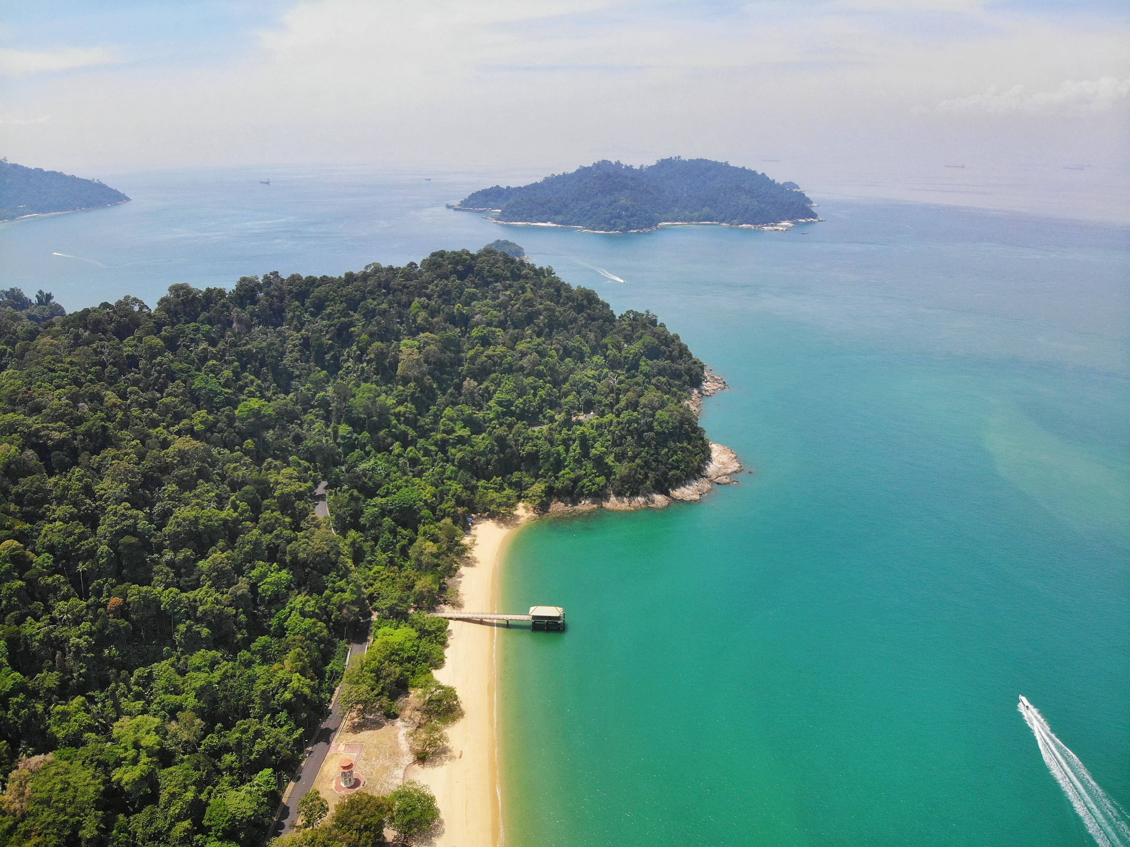 Aerial view of beautiful seascape in Pangkor Island, Malaysia