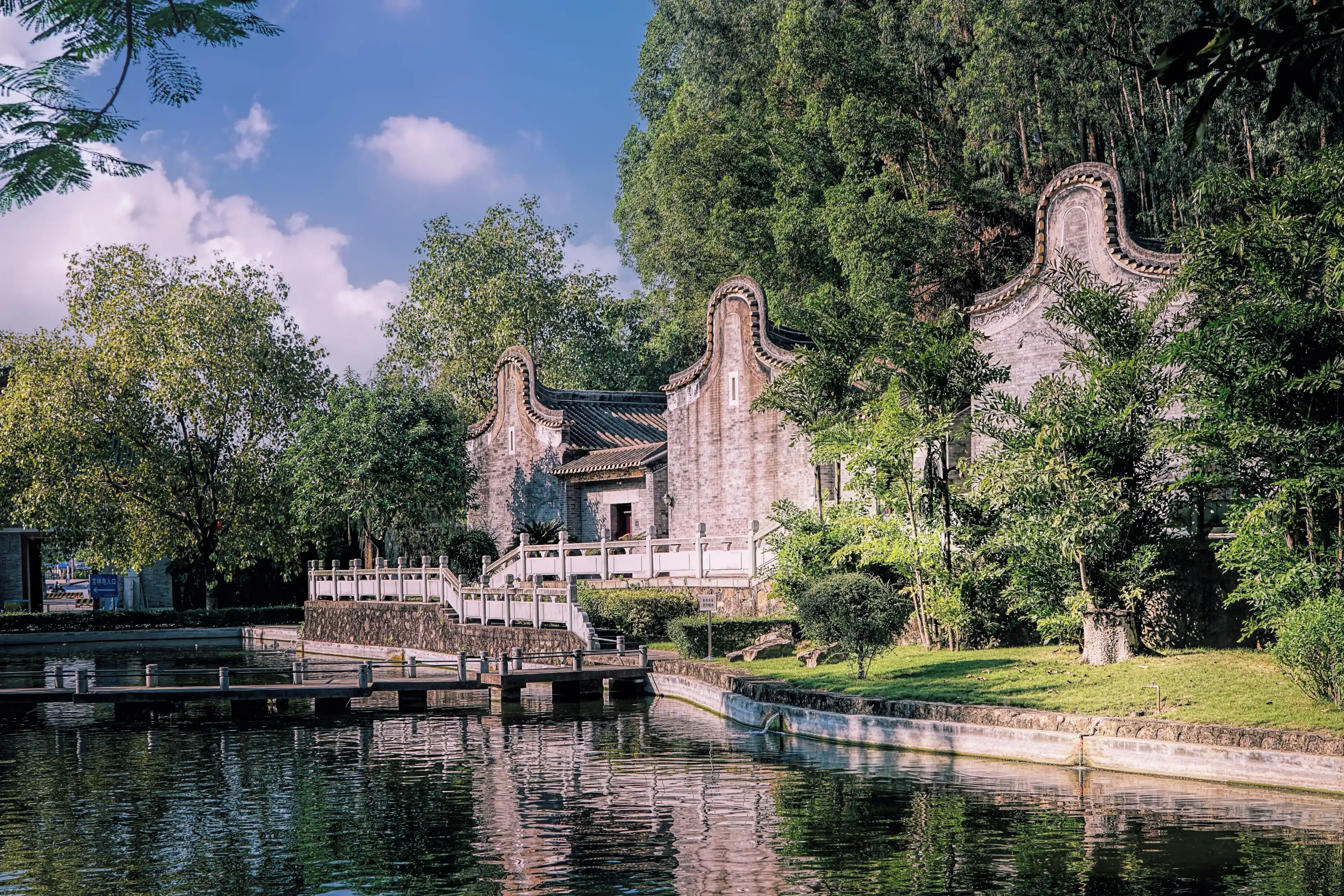 Old outbuildings at the entrance to Baolin Monastery in Dalian, Foshan city, Guangdong province, China. Old outbuildings at the entrance to Baolin Monastery in Dalian, Foshan city, Guangdong province, China.