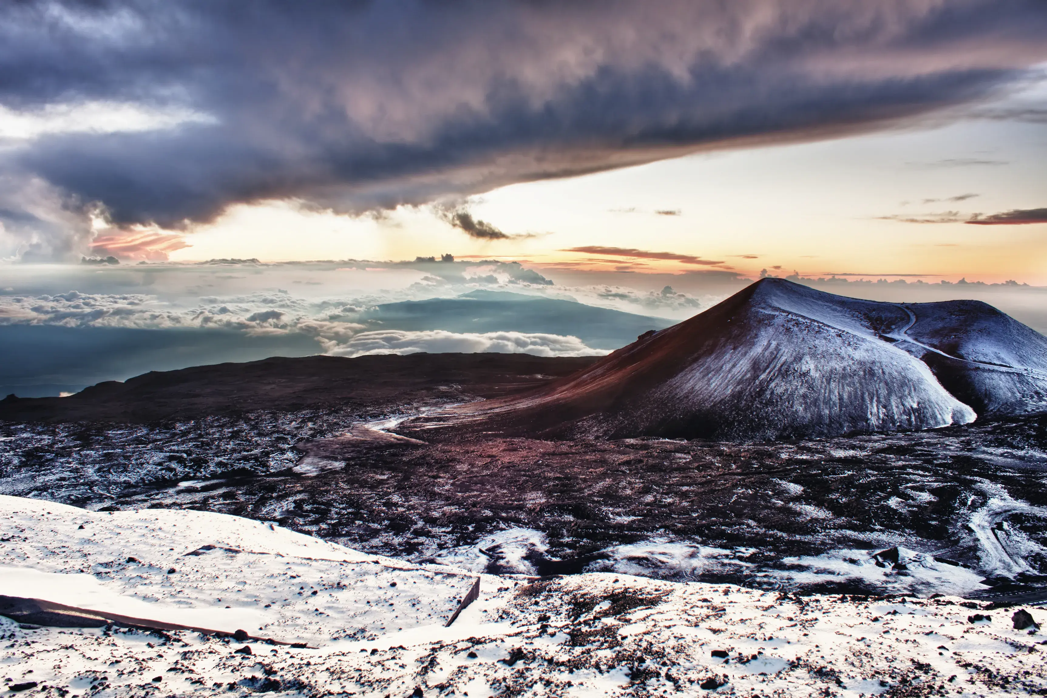 sunset at the summit of Mauna Kea in Hawaii sunset at the summit of Mauna Kea in Hawaii