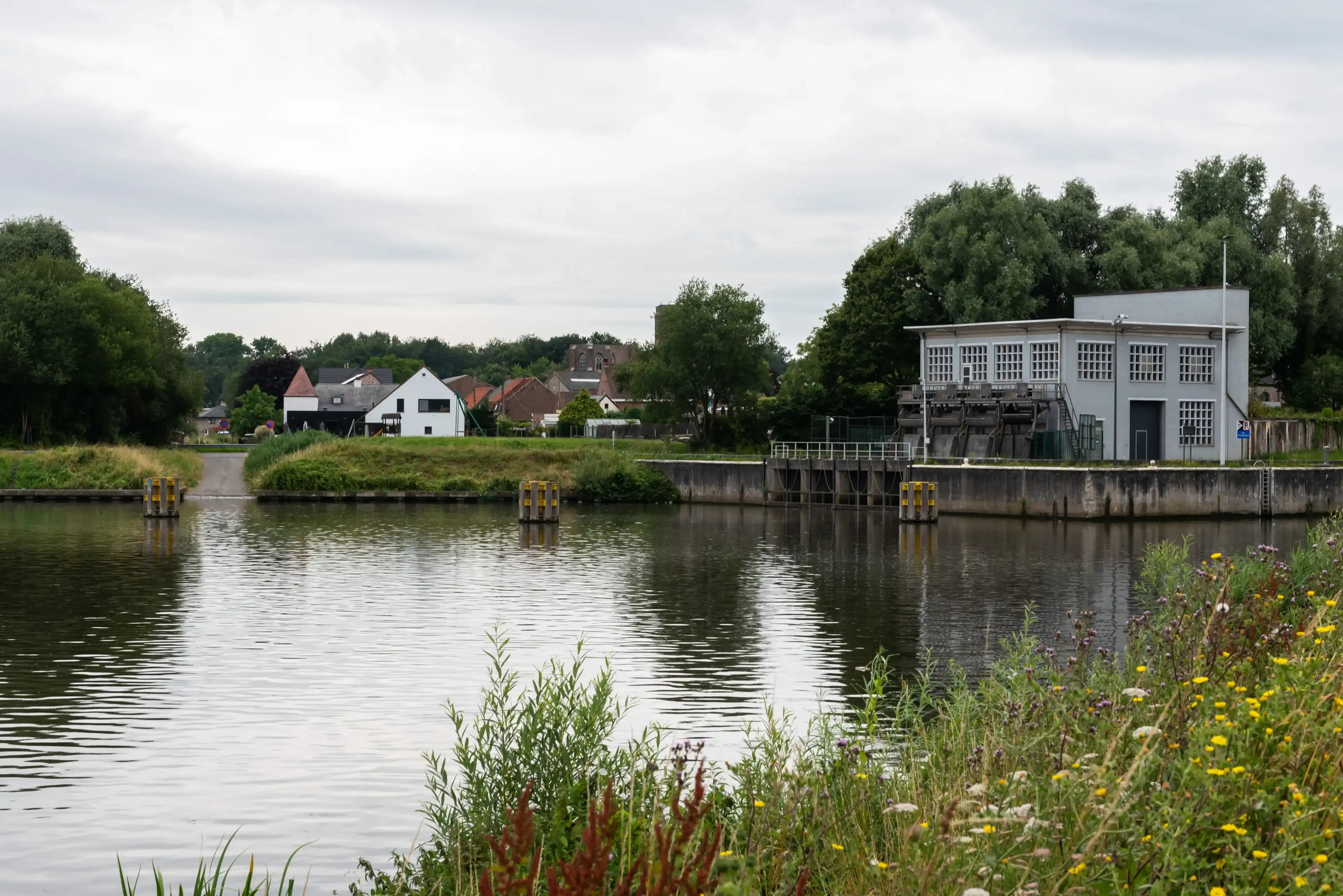 Zwevegem, East Flanders Region - Belgium - 07 11 2021 The Bossuit Canal and sluice