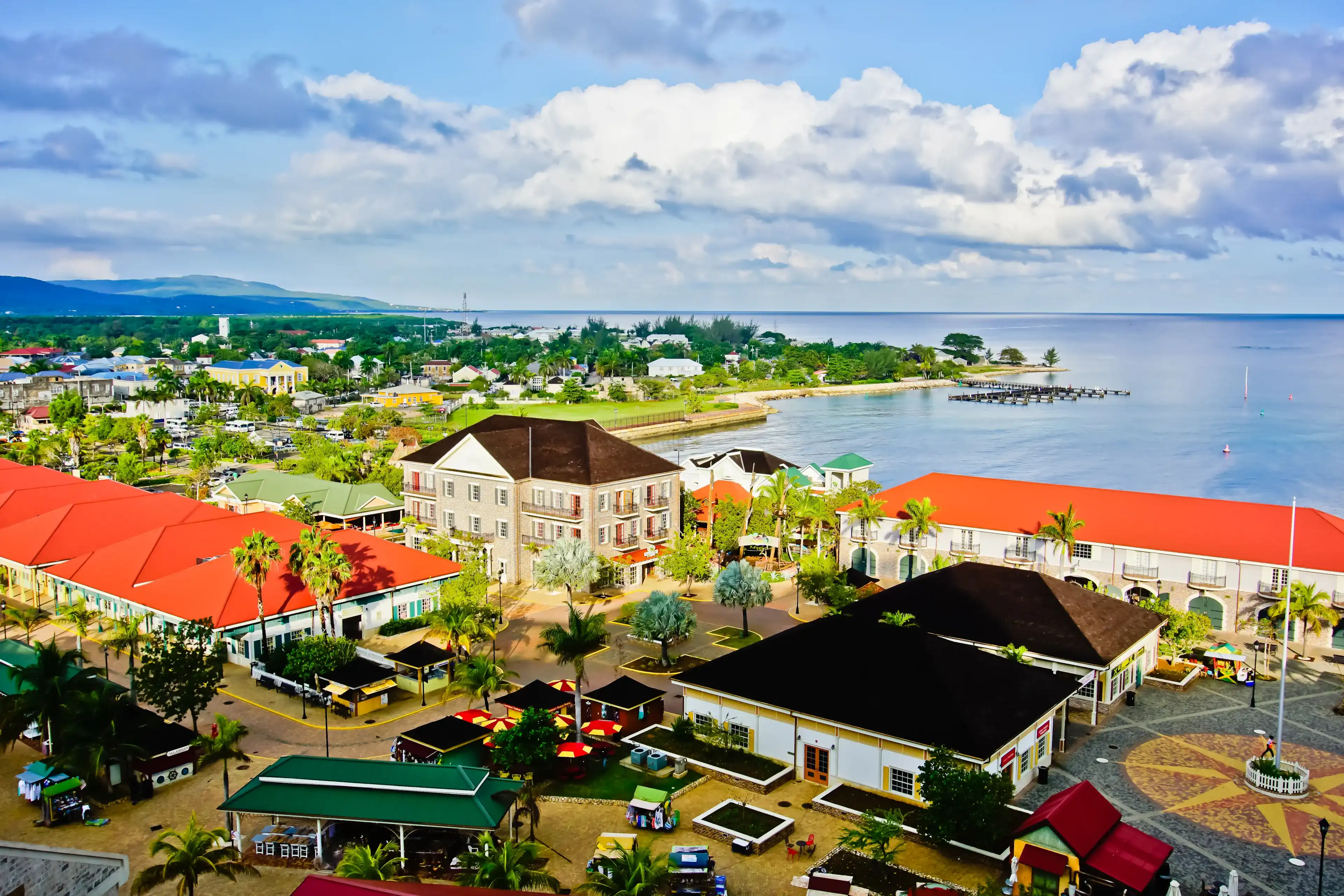 Falmouth, trelawny/Jamaica - 1/31/2019: aerial view of beautiful Georgian style city of Falmouth