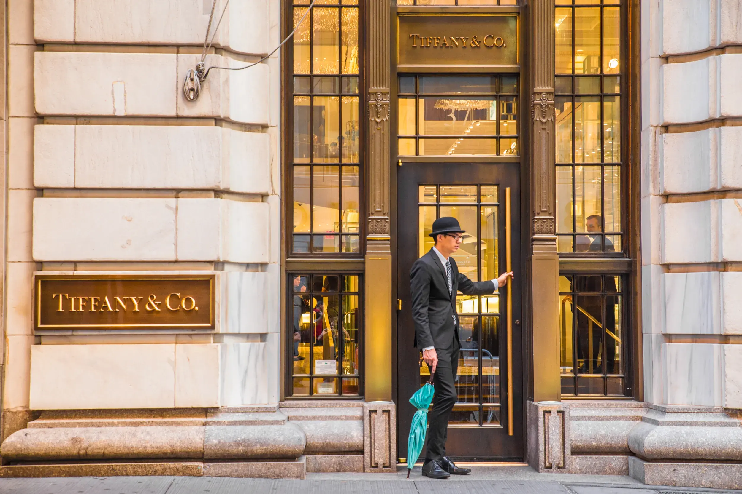 NEW YORK CITY - SEPTEMBER 17, 2016 - Exterior view of Tiffany & Co. on Wall Street in Manhattan.
