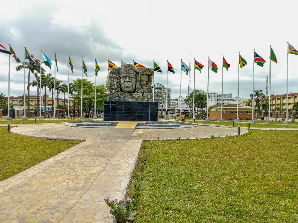 Flags of African Nations Blowing in a light Breeze at a Park Near the Government Secretariat at Alausa, Ikeja, Lagos, Nigeria