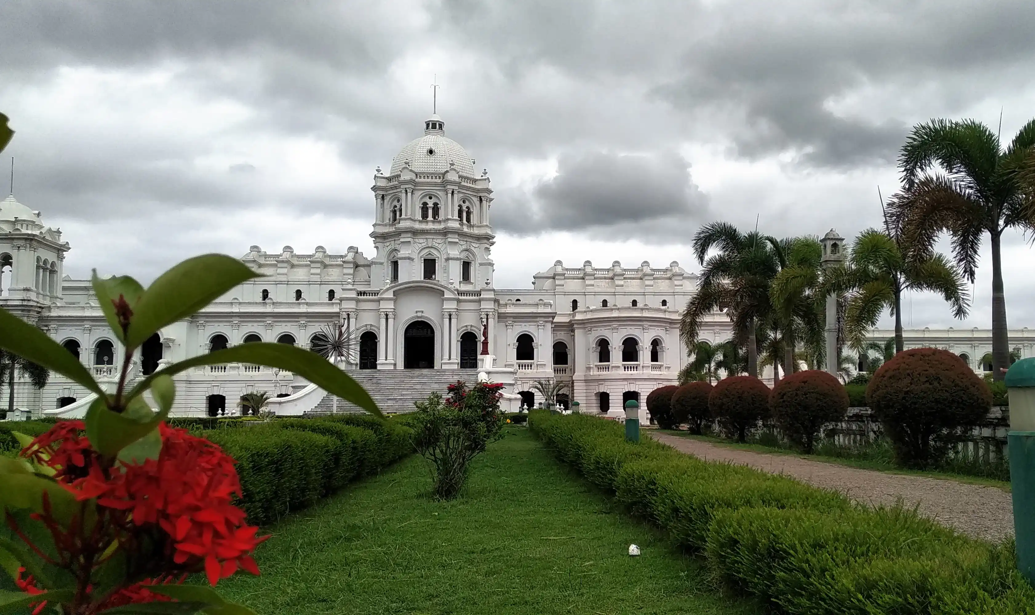 The Ujjayanta Palace of the Kingdom of Tripura situated in Agartala that was constructed between 1899 and 1901 by the King of Tripura, Maharaja Radha Kishore Manikya Debbarma under Martin and Burn Co.
