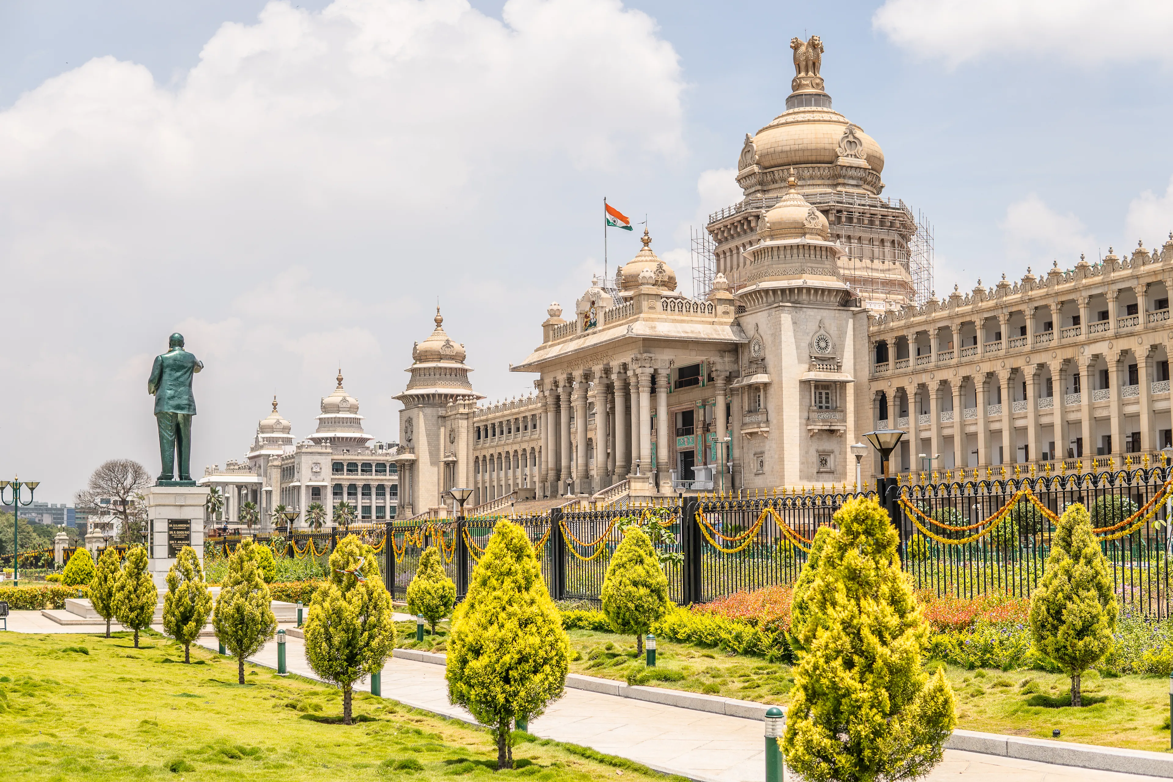 Bangalore, India, June 03, 2018, Bengaluru city, Vidhana Soudha - Government of Karnataka, in style described as Mysore Neo-Dravidian, and incorporates elements of Indo-Saracenic and Dravidian styles