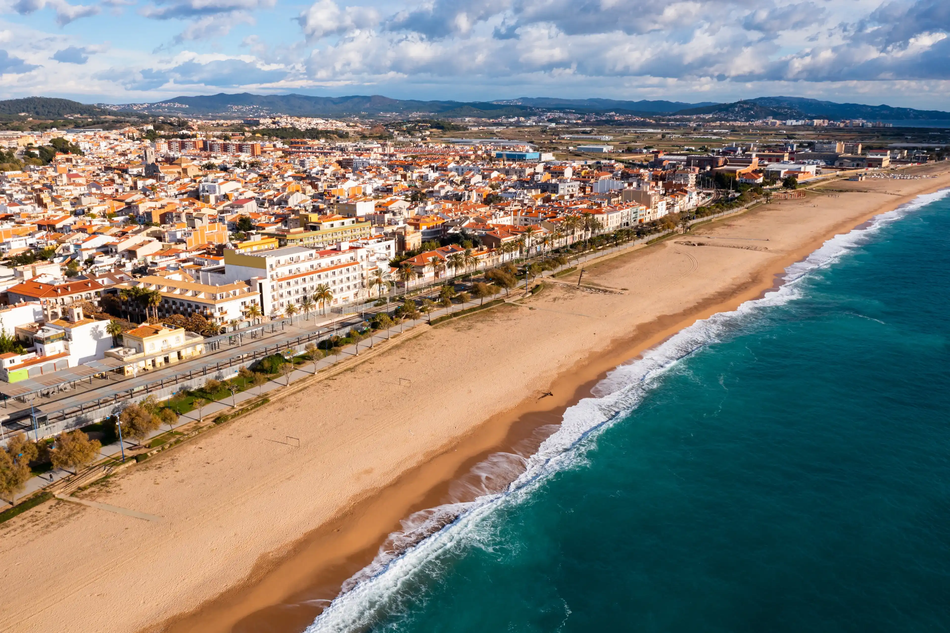 Aerial photo of Mediterranean coast in Malgrat de Mar, Catalonia, Spain. Aerial photo of Mediterranean coast in Malgrat de Mar, Catalonia, Spain.