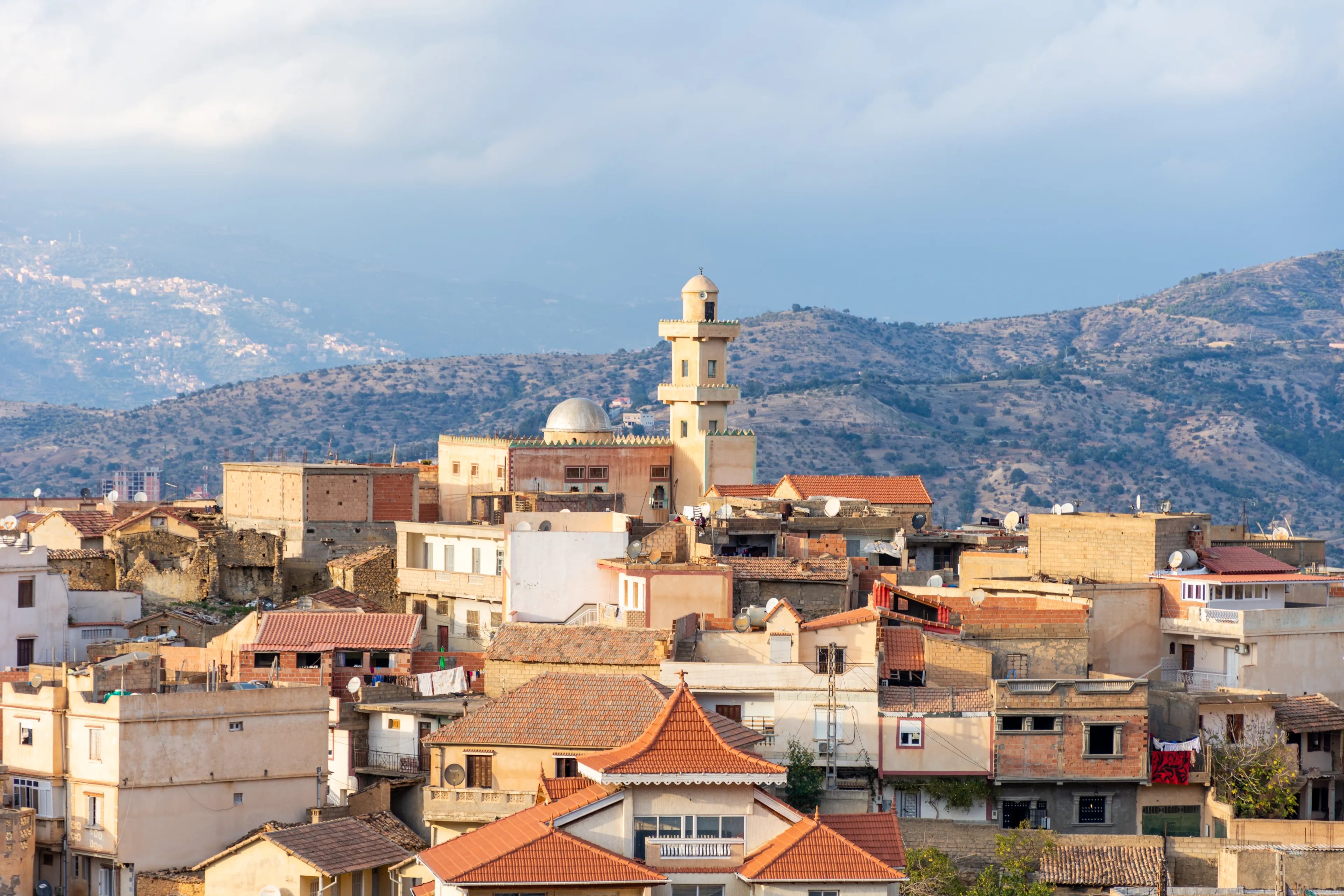 Béjaïa, Algeria - January 14, 2023: Top view of a small village in Béjaïa city. Heritage architecture. 