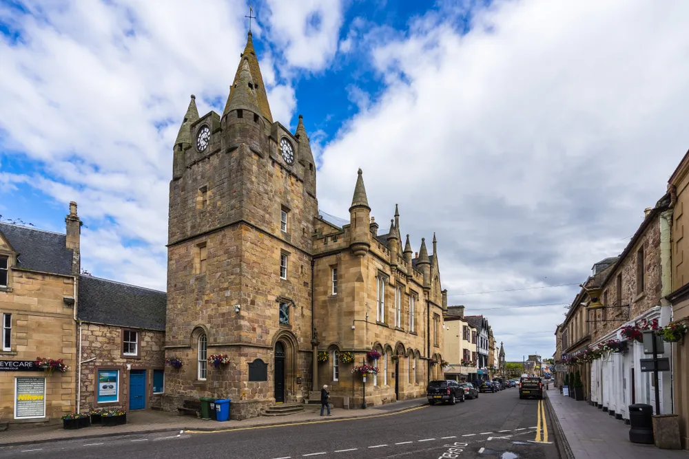 Tain main street. Tain, Scotland, Britain, August 2017