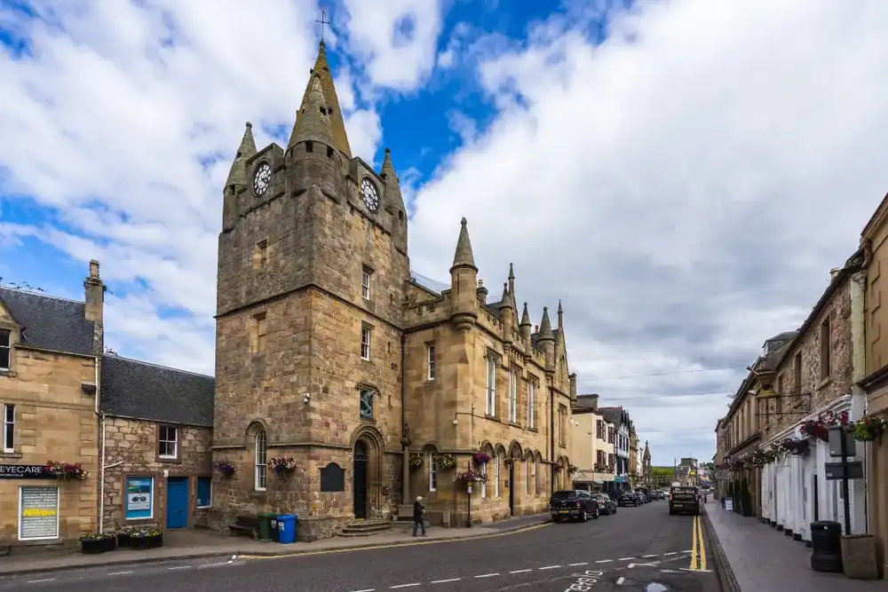 Tain main street. Tain, Scotland, Britain, August 2017 Tain main street. Tain, Scotland, Britain, August 2017