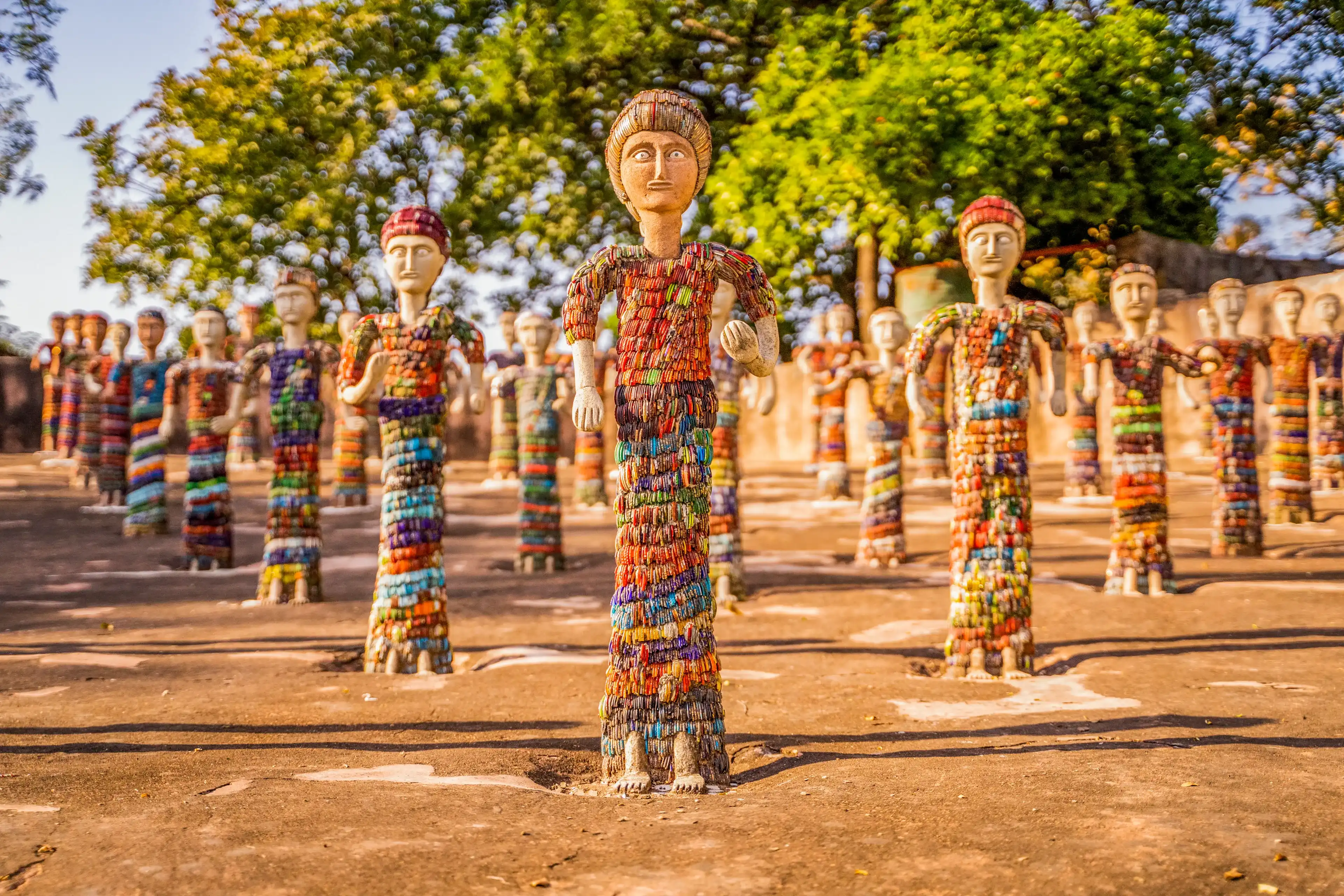 CHANDIGARH / INDIA - December 03, 2019: The Rock Garden of Chandigarh is a sculpture garden in Chandigarh, India. It is also known as Nek Chand's Rock Garden after its founder Nek Chand Saini,