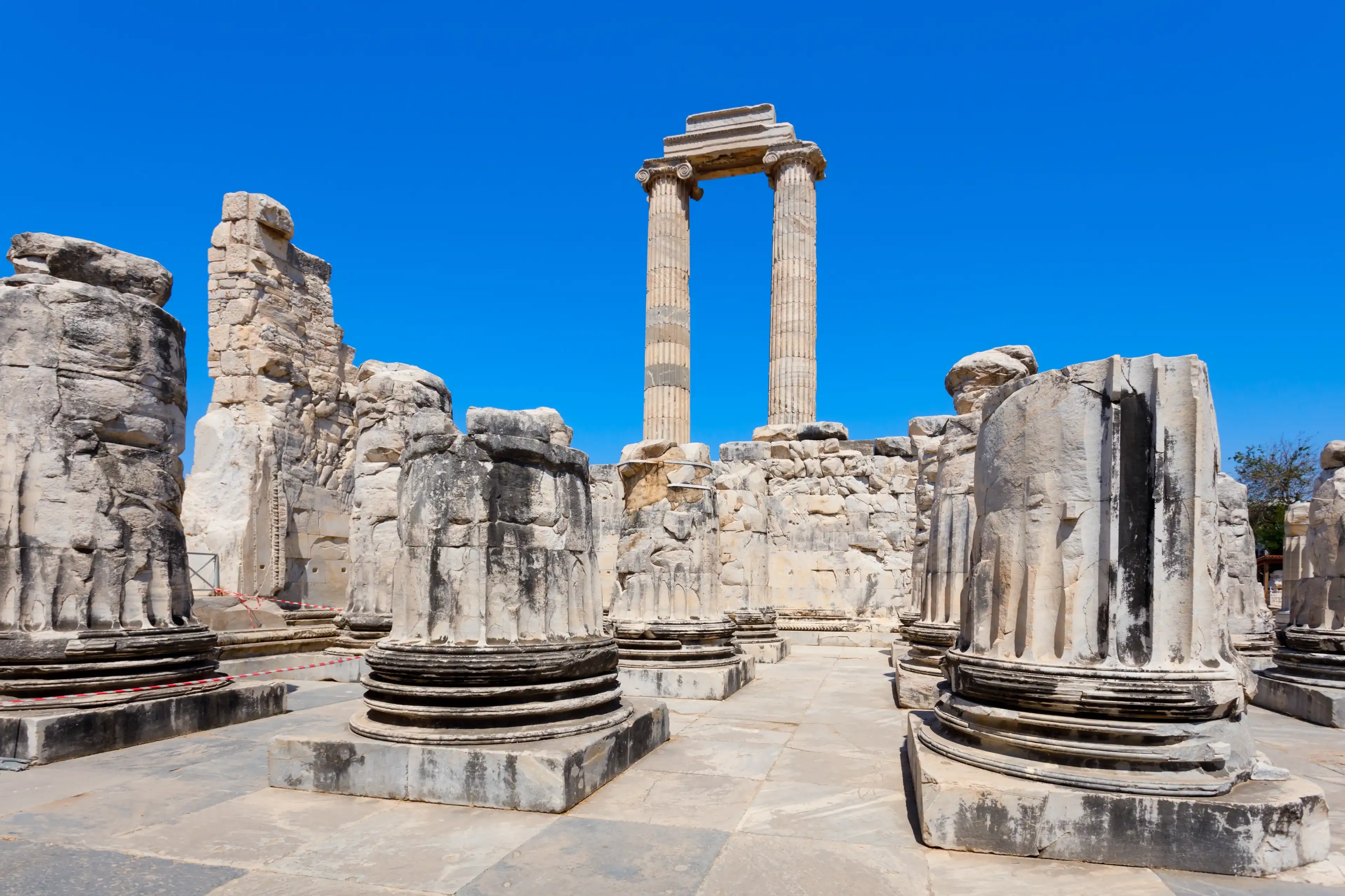 The ruins of the Temple of Apollo at Didyma ancient greek city. Didyma is located in modern Didim city in Aydin Province, Turkey. The ruins of the Temple of Apollo at Didyma ancient greek city. Didyma is located in modern Didim city in Aydin Province, Turkey.
