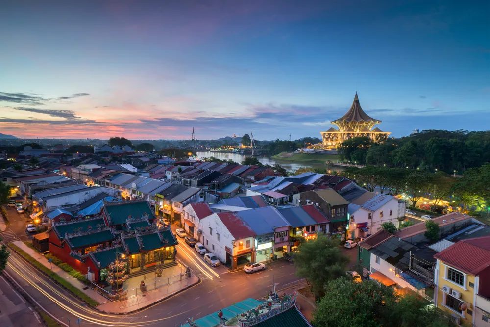 Kuching City during sunset. Kuching is capital city for Sarawak.