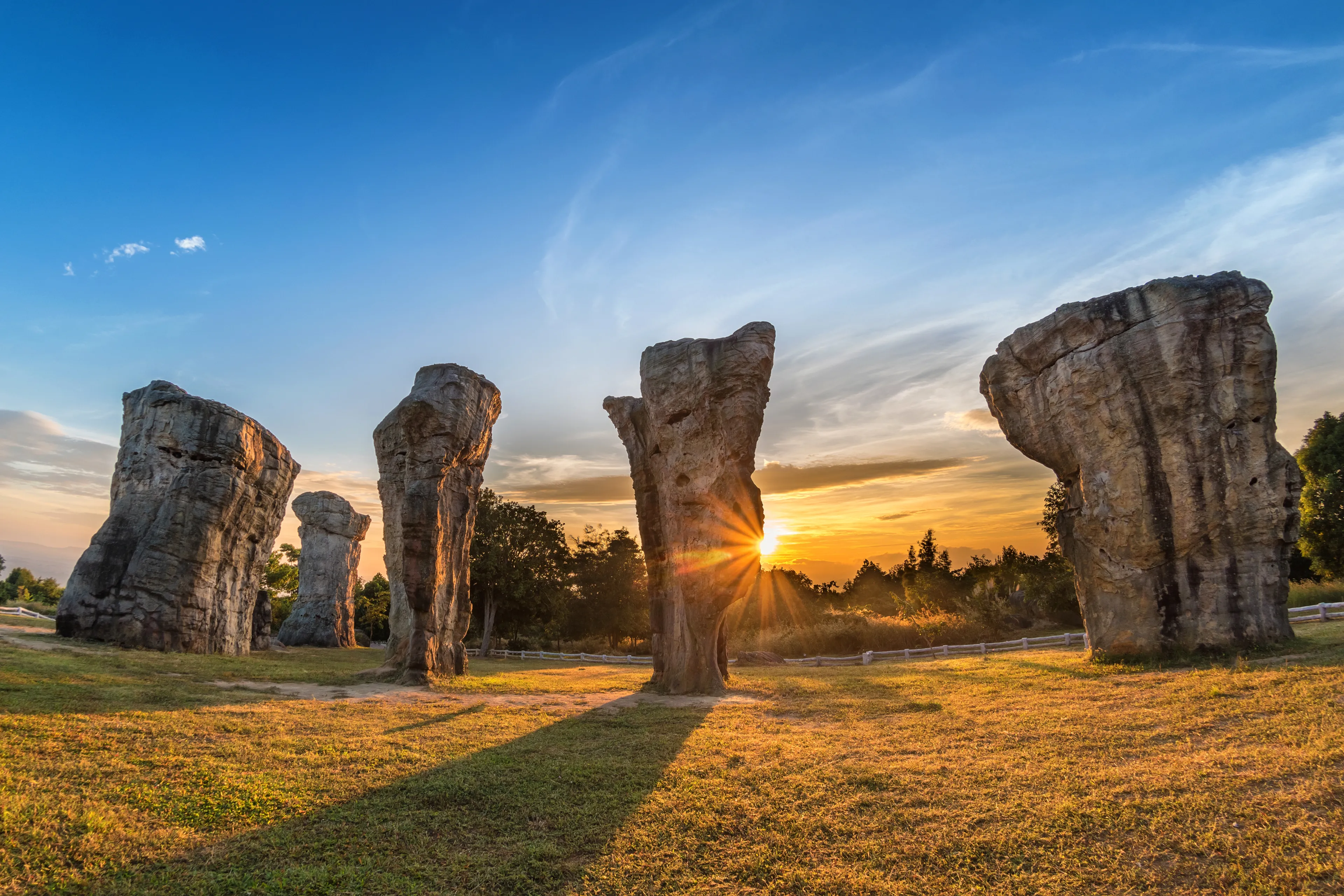 Mor Hin Khao (Thailand Stonehenge) sunrise landscape, Chaiyaphum, Thailand