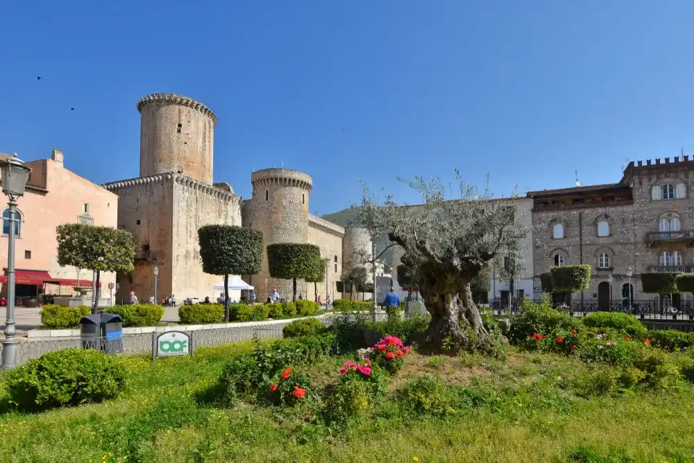 Fondi, Italy, 04/21/2018. The square of a medieval village in the province of Latina. Fondi, Italy, 04/21/2018. The square of a medieval village in the province of Latina.