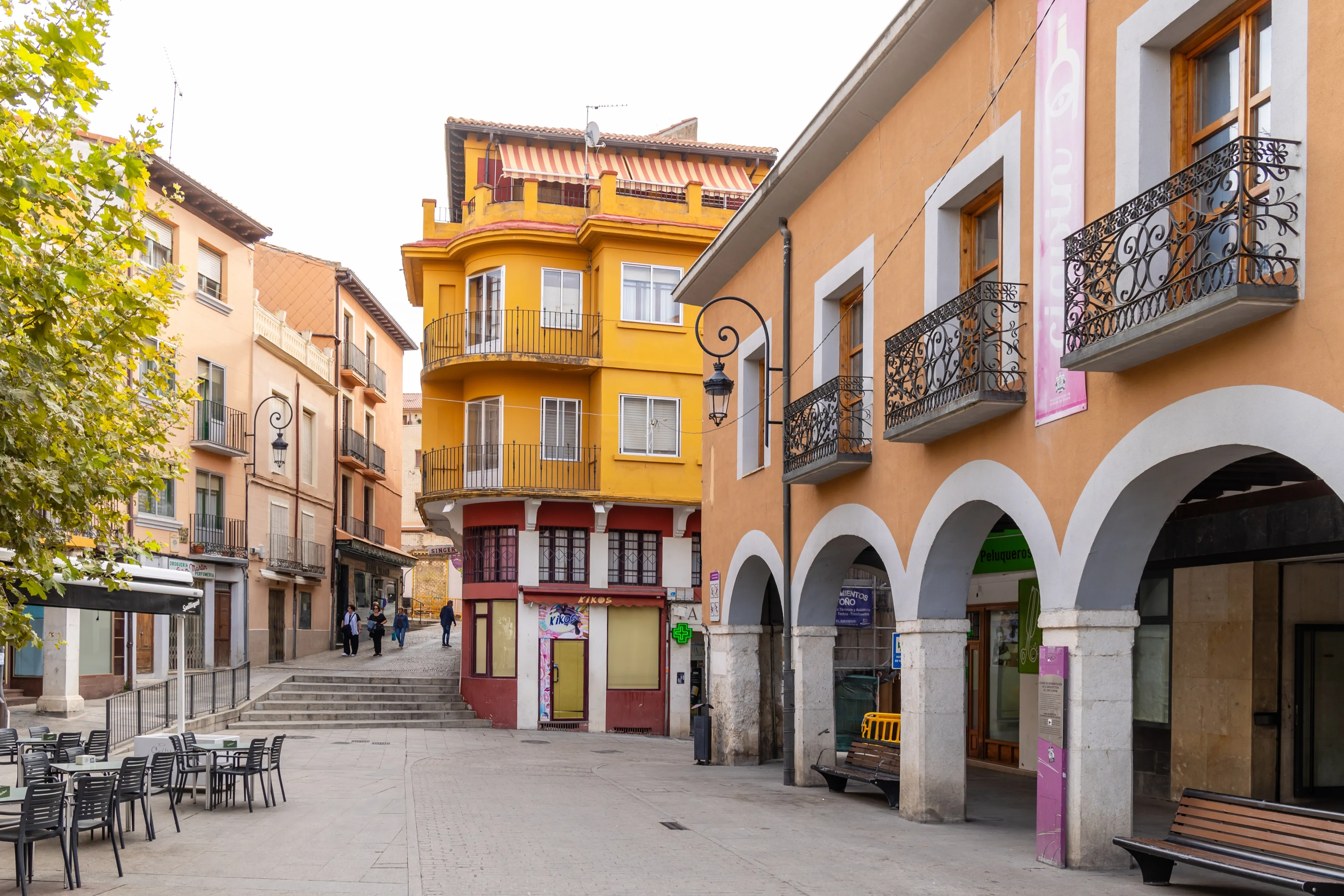 Aranda de Duero, Spain - October 12, 2023: buildings of the historic center of the city of Aranda de Duero in the province of Burgos, Spain