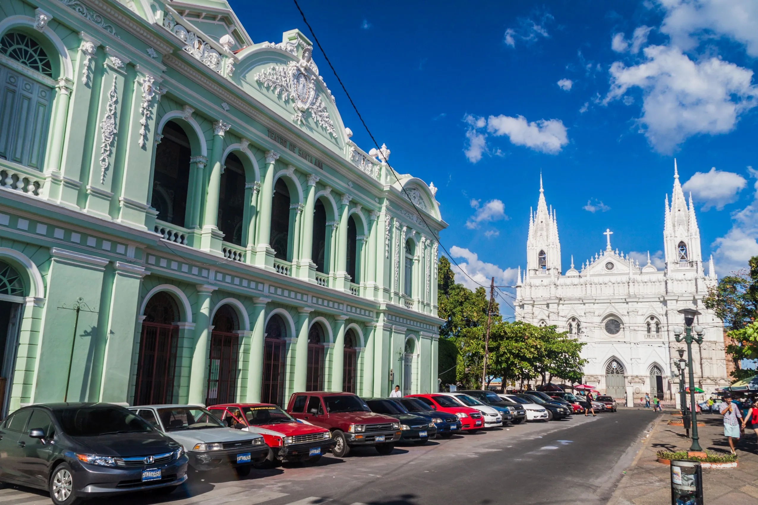 SANTA ANA, EL SALVADOR - APRIL 4, 2016: View of a cathedral in Santa Ana city.