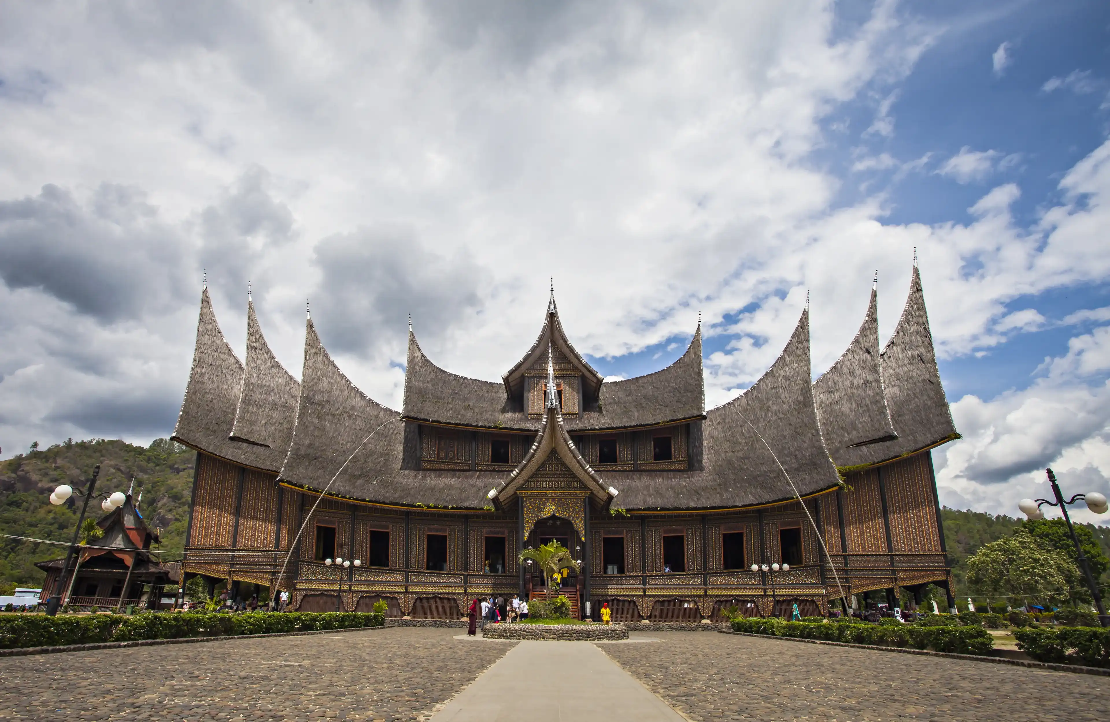 The Famous Istano Baso Pagar Ruyung, a Palace, heritage building with traditional Minangkabau design, a tourist destination in Tanah Datar, West Sumatera, Indonesia The Famous Istano Baso Pagar Ruyung, a Palace, heritage building with traditional Minangkabau design, a tourist destination in Tanah Datar, West Sumatera, Indonesia