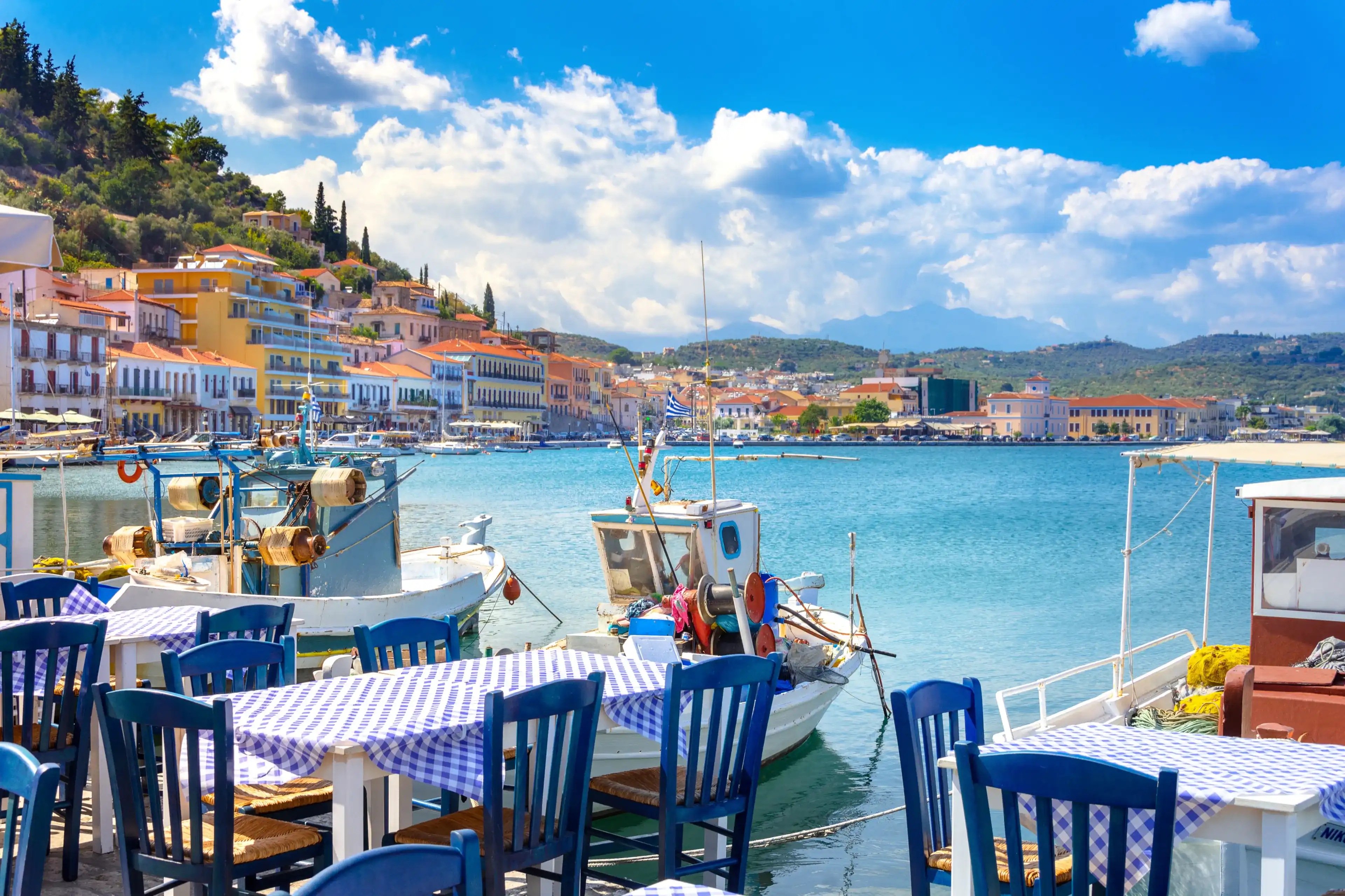 View of the picturesque coastal town of Gythio, Peloponnese, Greece. View of the picturesque coastal town of Gythio, Peloponnese, Greece.