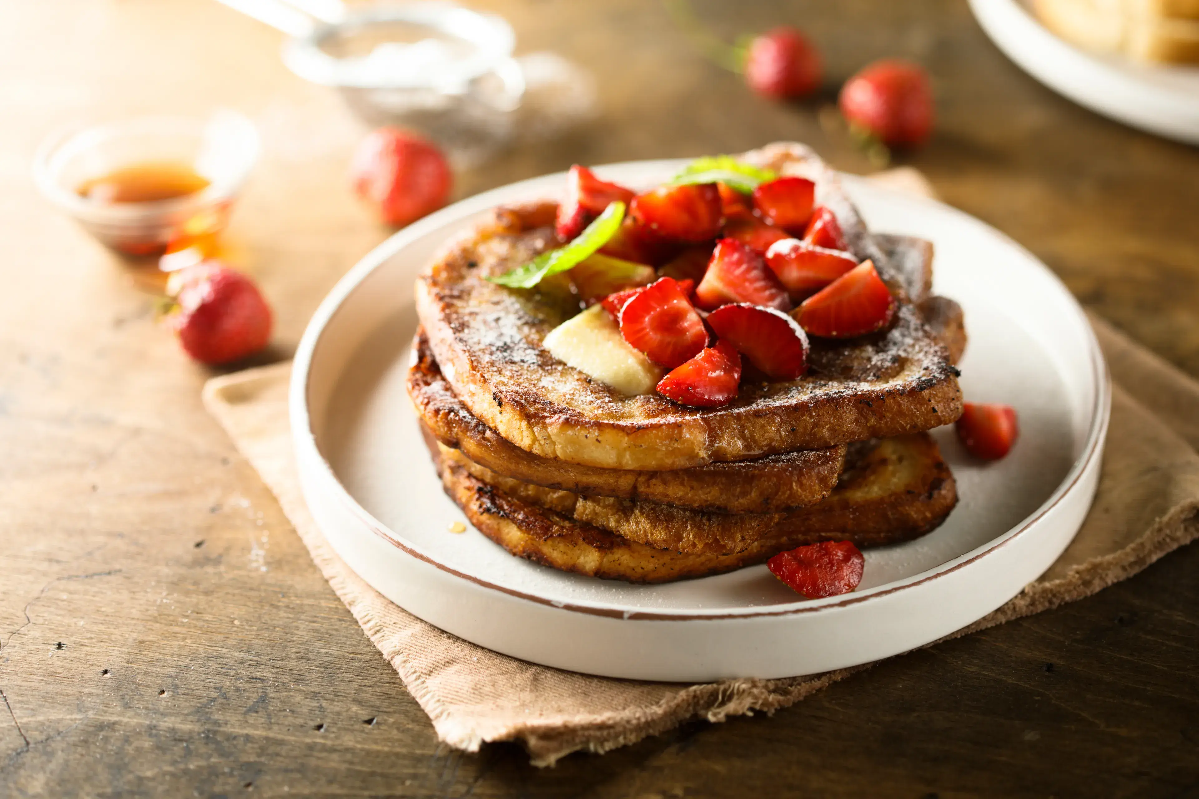 French toast with fresh strawberry