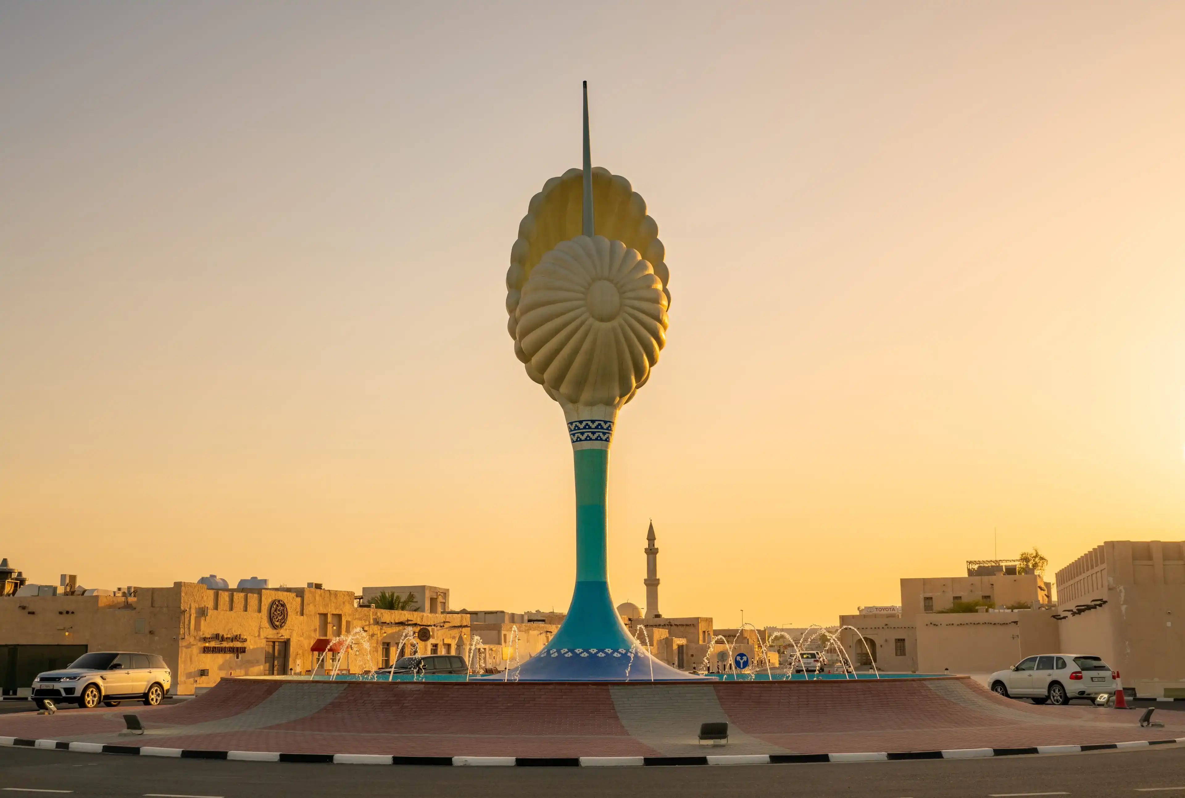 Wakrah, Qatar- November 21, 2020 : The new Pearl Roundabout in Al Wakrah beach. Qatar, Al wakrah beach