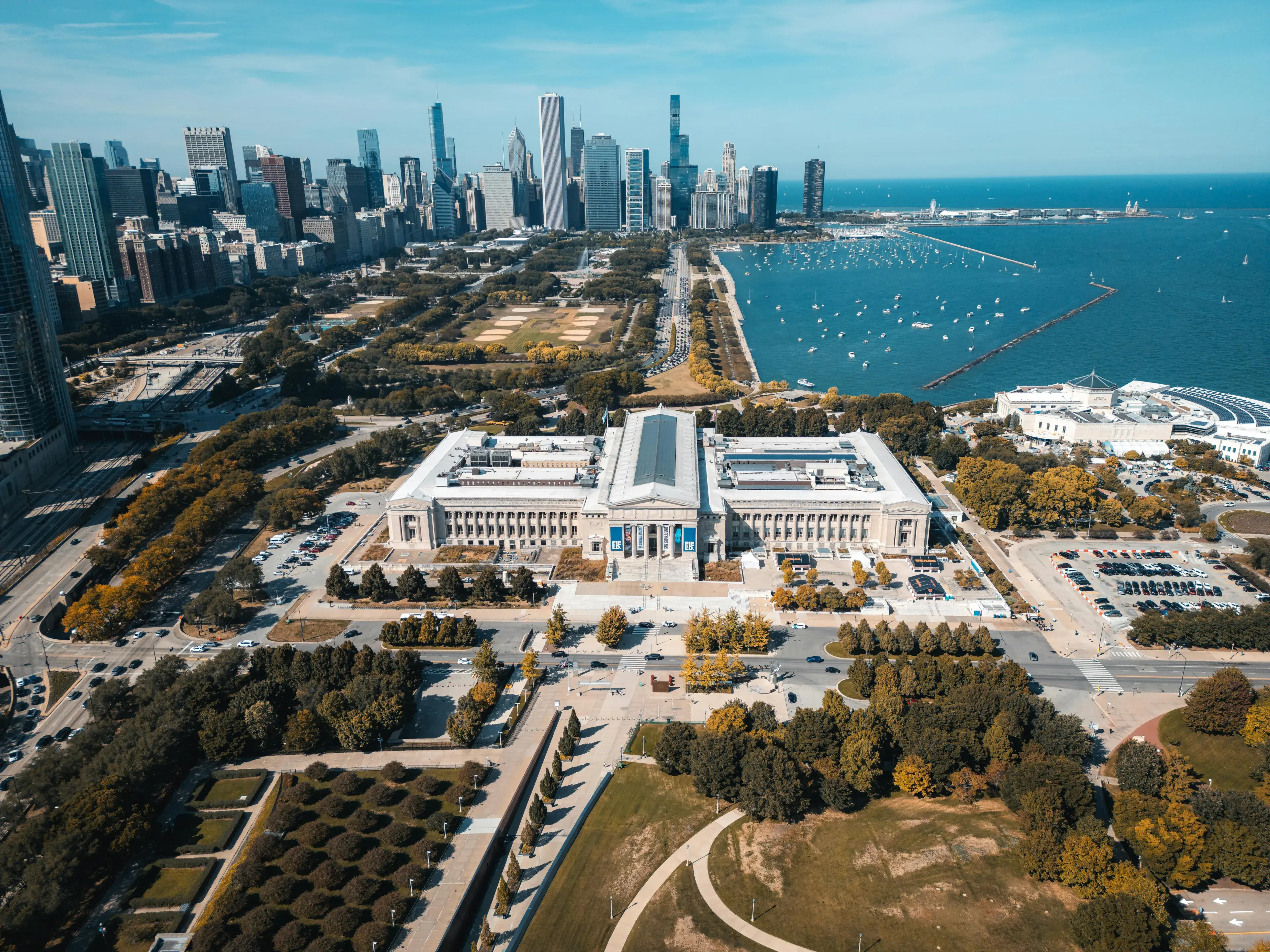 Aerial View of Chicago Skyline and Lakefront Aerial View of Chicago Skyline and Lakefront