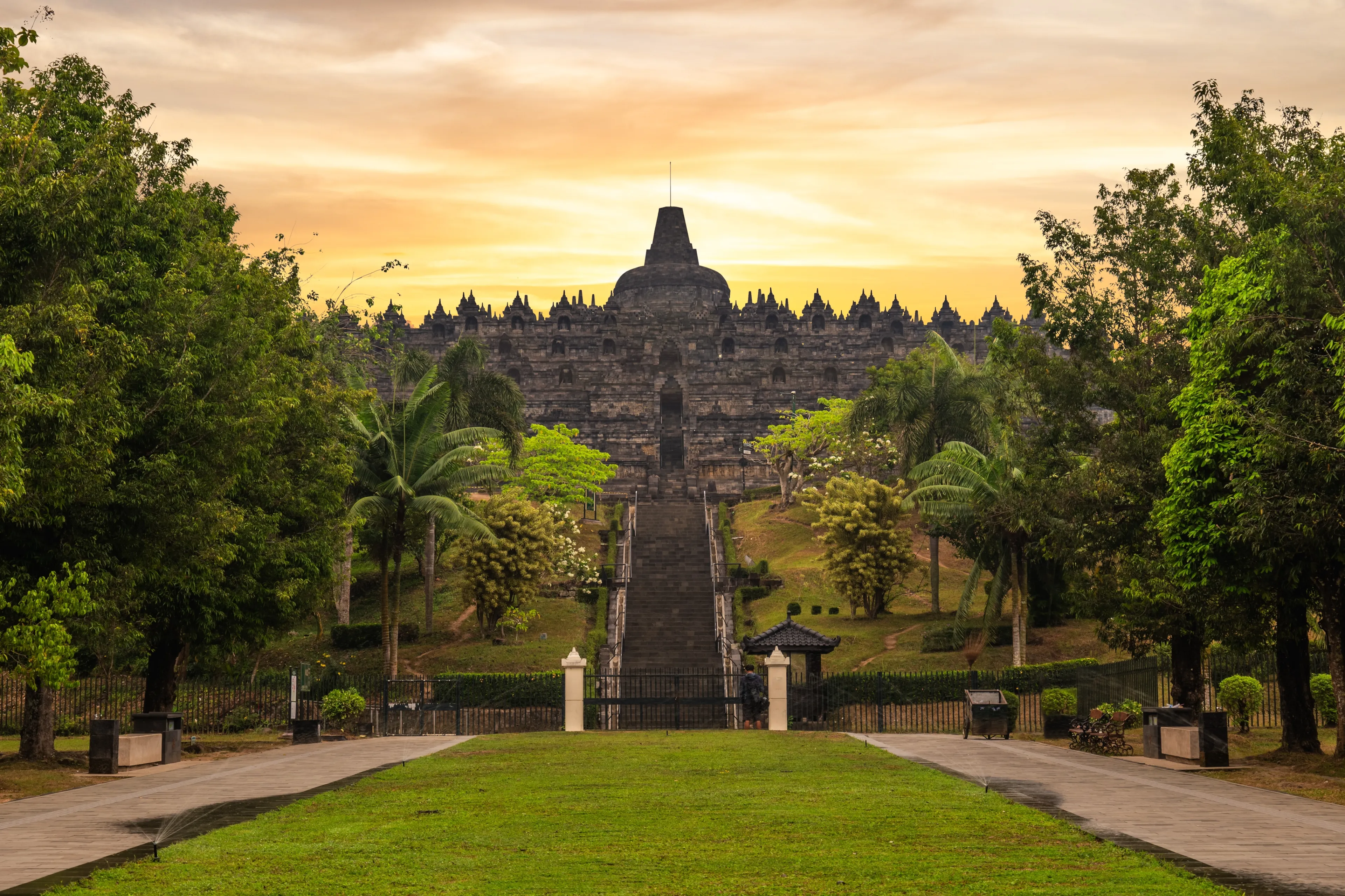 Borobudur or Barabudur, a Mahayana Buddhist temple in Magelang Regency, Java, Indonesia