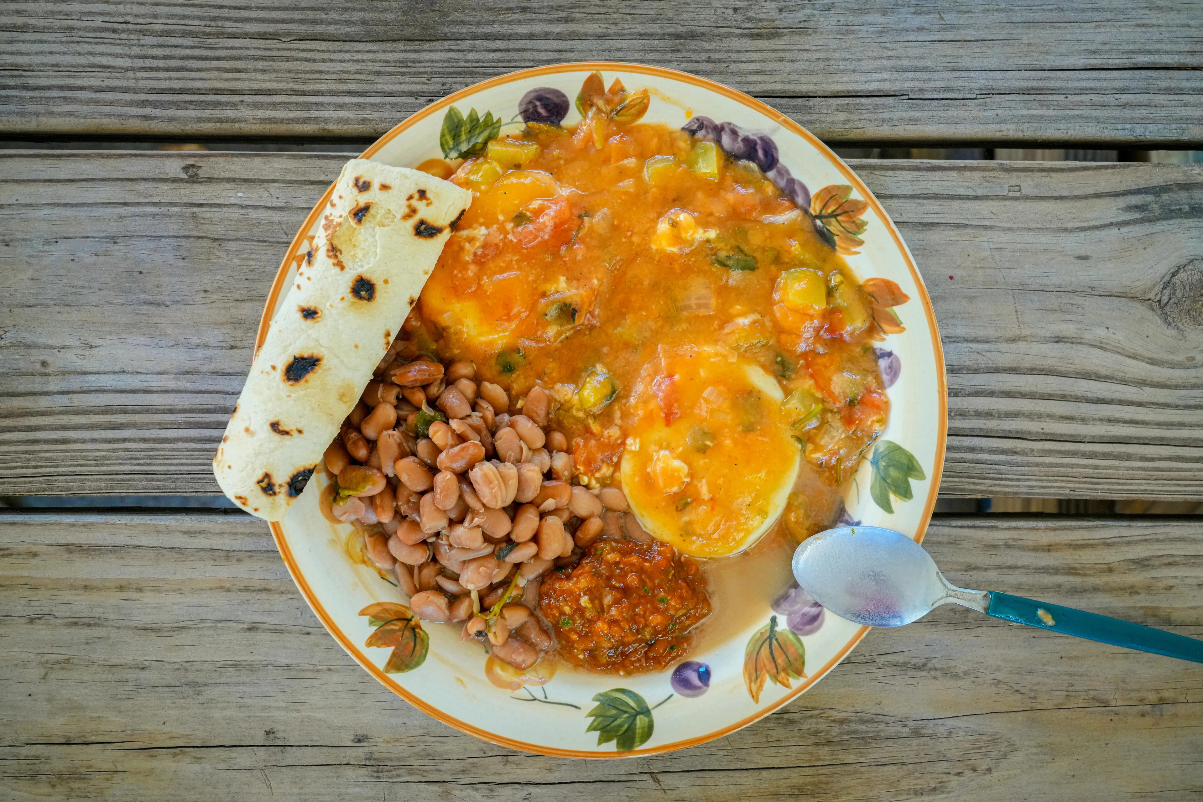 Traditional Tex-Mex Breakfast Plate on Rustic Table