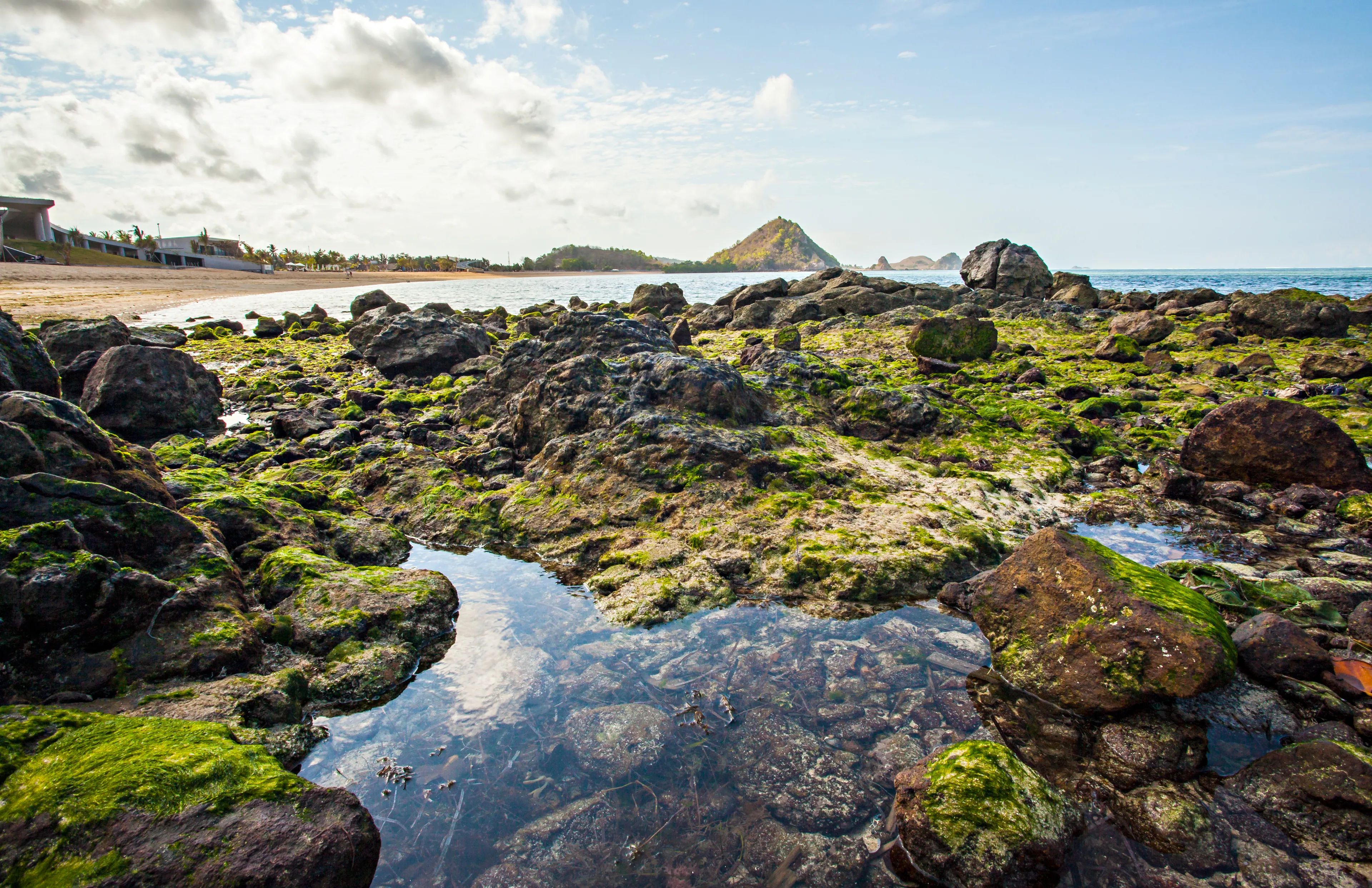 Kuta Beach at Mandalika Area, Lombok, West Nusa Tenggara, Indonesia. A Beautifull Tropical beach with new development for tourism and design to be another Bali in Indonesia. 