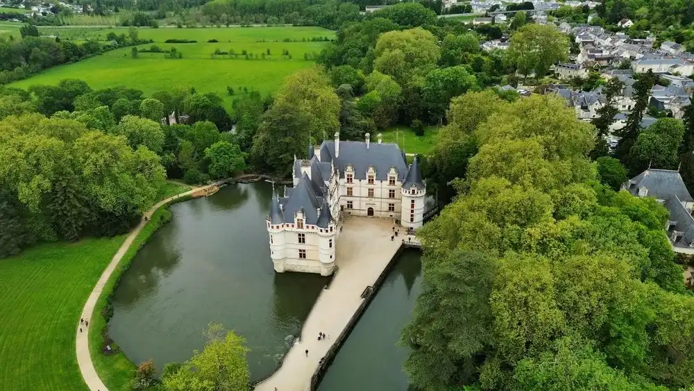 drone photo Azay-le-Rideau castle France Europe drone photo Azay-le-Rideau castle France Europe