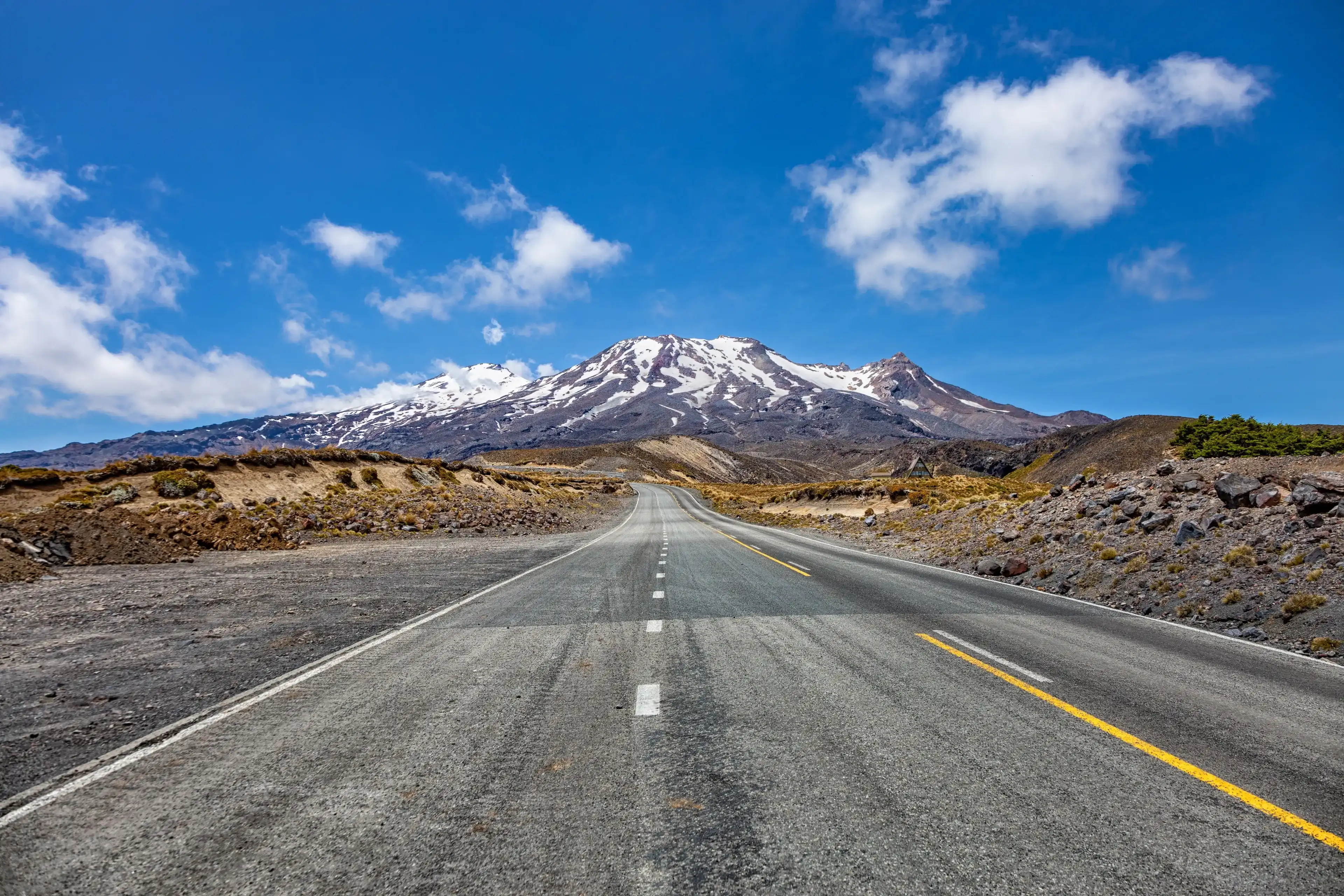 Mount Ruapehu, Manawatu-Wanganui, North Island, New Zealand, Oceania. Panoramic view of Mount Ruapehu from Ohakune Mountain Road. Mount Ruapehu, Manawatu-Wanganui, North Island, New Zealand, Oceania. Panoramic view of Mount Ruapehu from Ohakune Mountain Road.