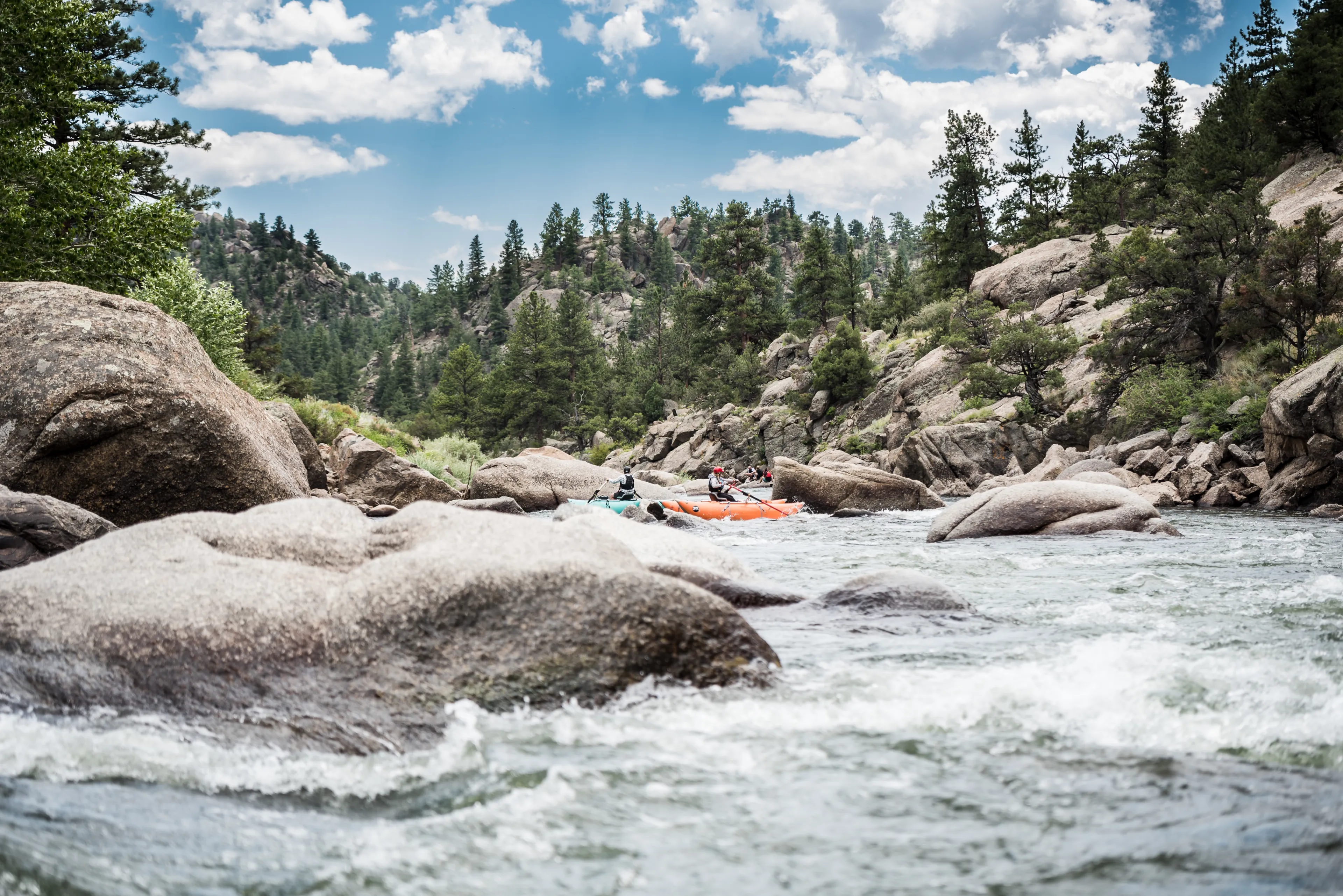 Salida, Colorado USA July 18 2021: People enjoying scenic browns canyon on the Arkansas river in Colorado 