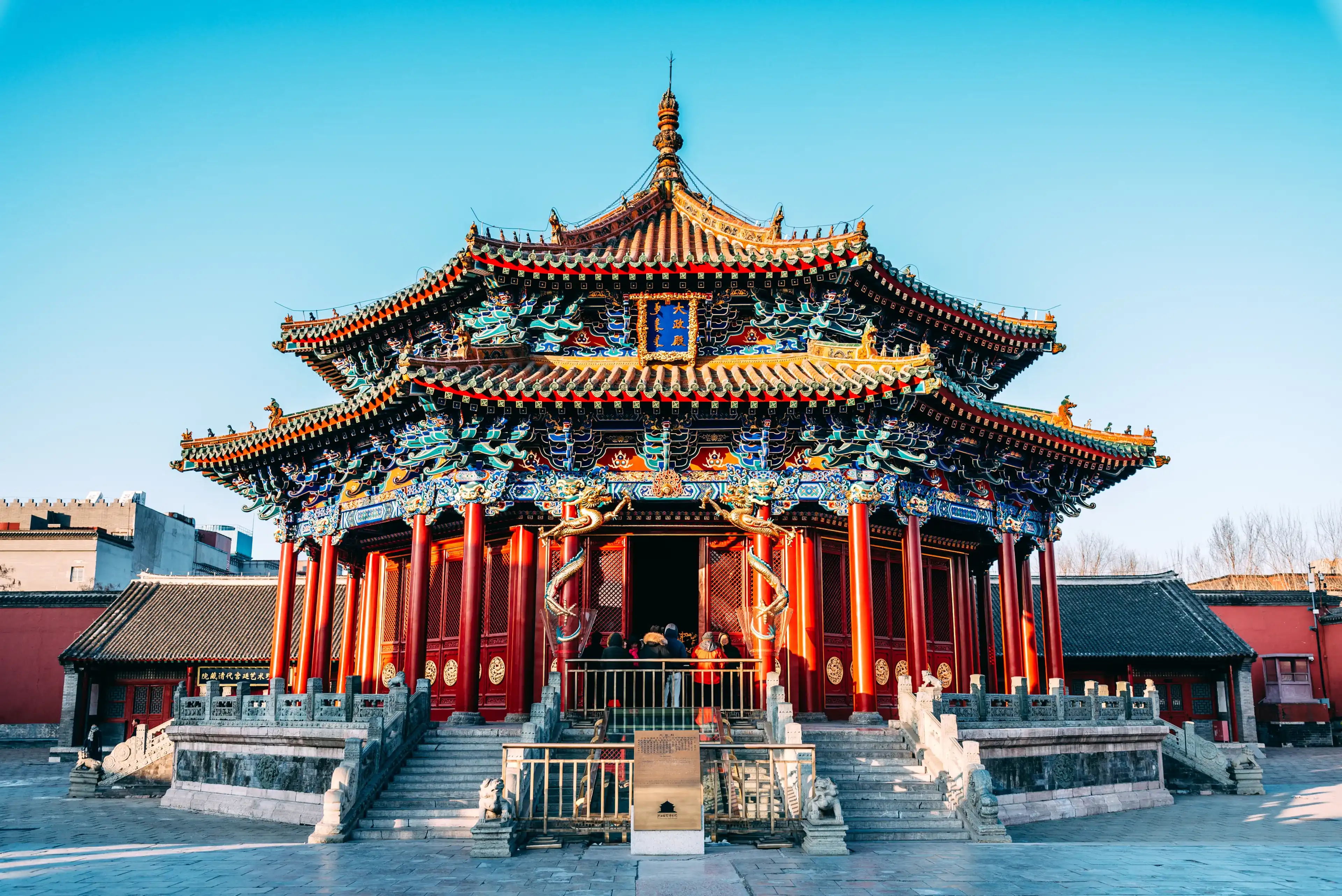SHENYANG, CHINA JANUARY 1 2019 : Shenyang Imperial Palace (Mukden Palace) was the former imperial palace of the early Manchu-led Qing dynasty and UNESCO world heritage site built in 400 years 