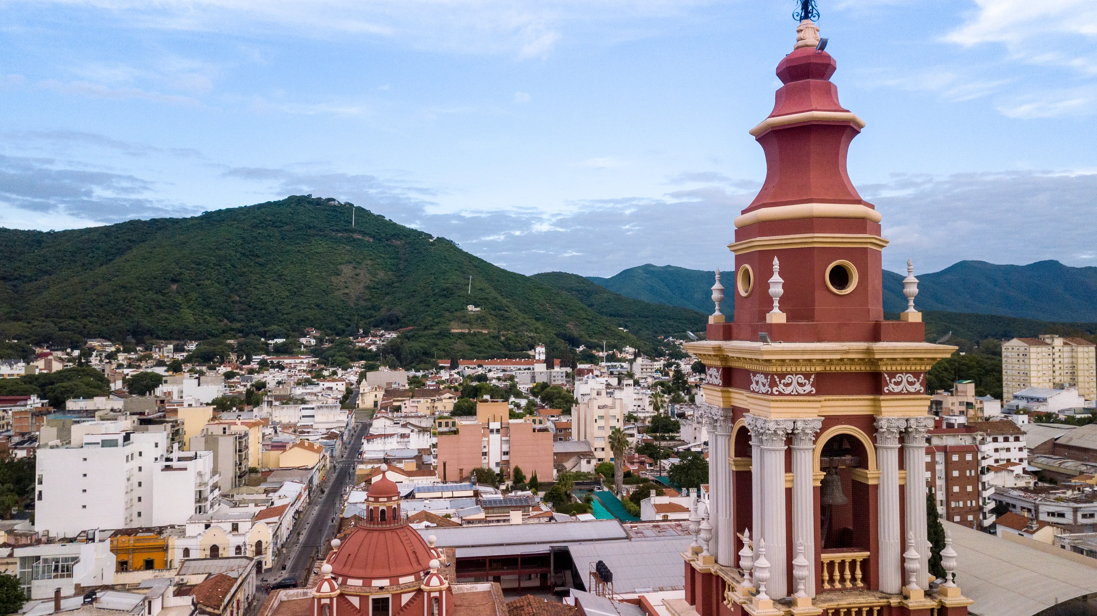 Panoramic view of the city of Salta. Cupula of the San Franscisco Church. Argentina.