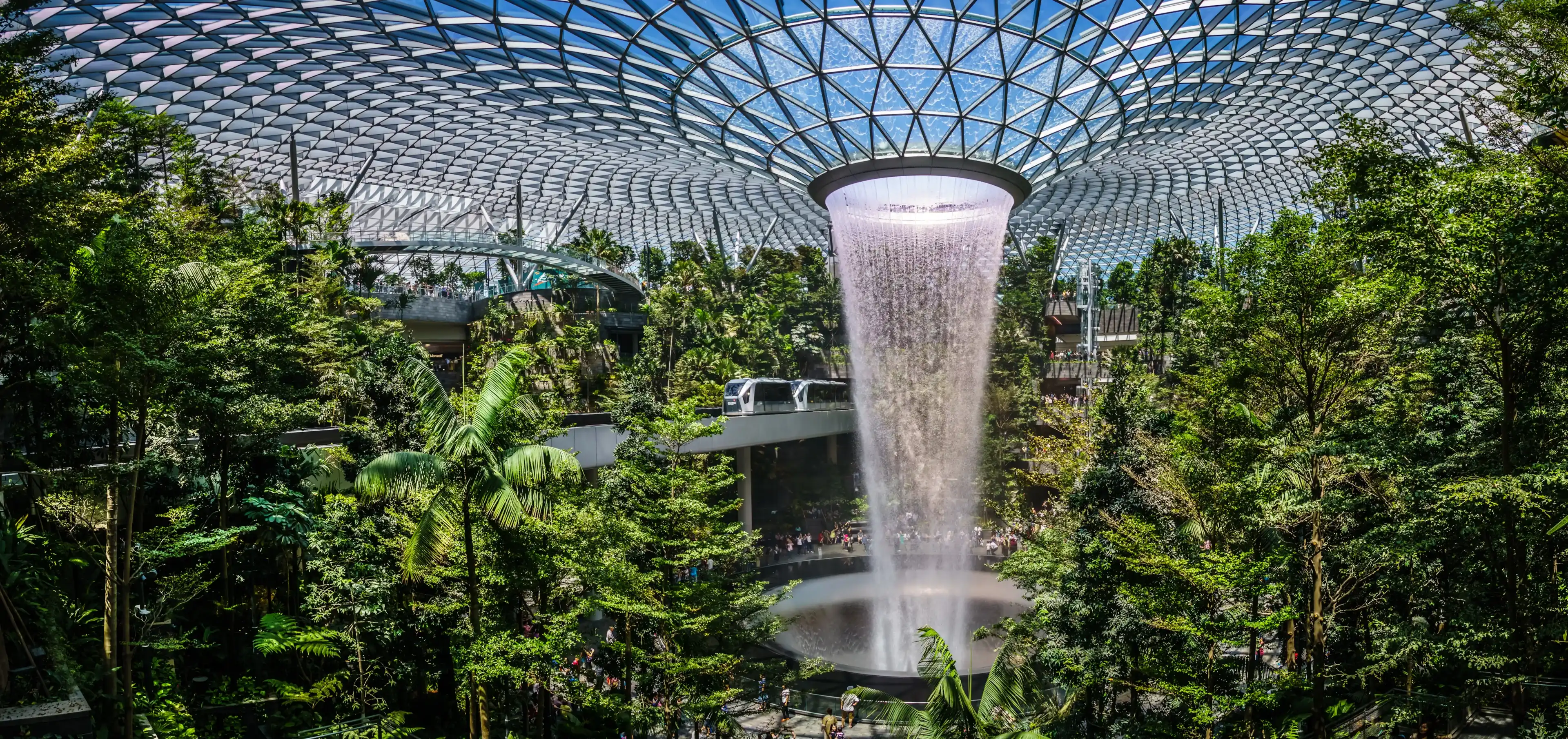Singapore - Apr 16, 2019: Jewel Changi Airport is a mixed-use development at Changi Airport in Singapore that opened on 17 April 2019.