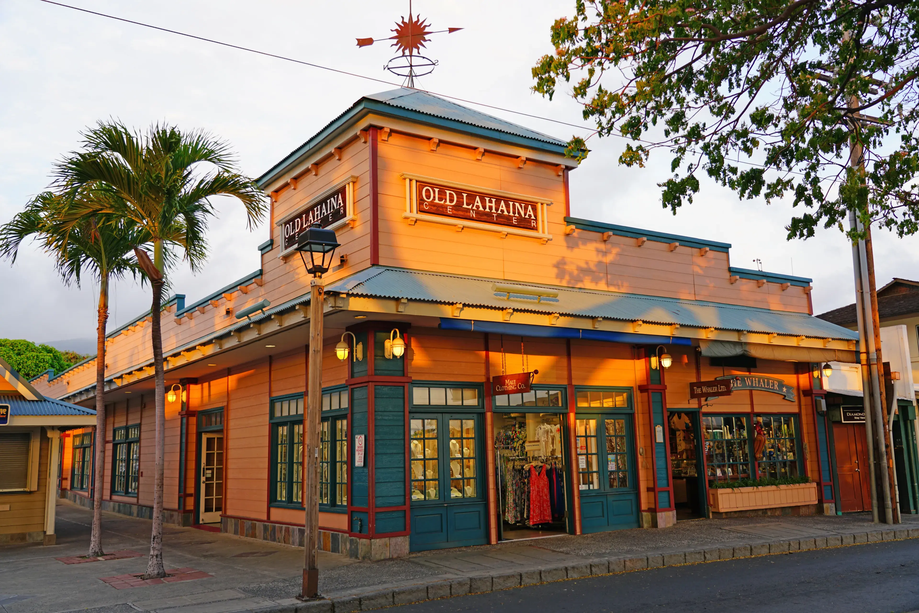 LAHAINA, HI -30 MAR 2018- View of historic buildings in Lahaina, a former missionary town and capital of Hawaii before Honolulu and a center of the global whaling industry on the island of Maui. LAHAINA, HI -30 MAR 2018- View of historic buildings in Lahaina, a former missionary town and capital of Hawaii before Honolulu and a center of the global whaling industry on the island of Maui.